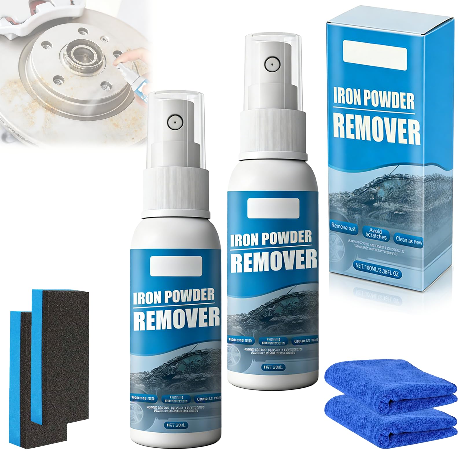 Multi-Functional Quick-Acting Rust Removal Spray, 2026 New Iron Power Remover Spray, Portable Rust Remover Sprays for Metal, Fast-Acting Formula, Bikes, Tools, Cars Surfaces (30mi*2pcs)