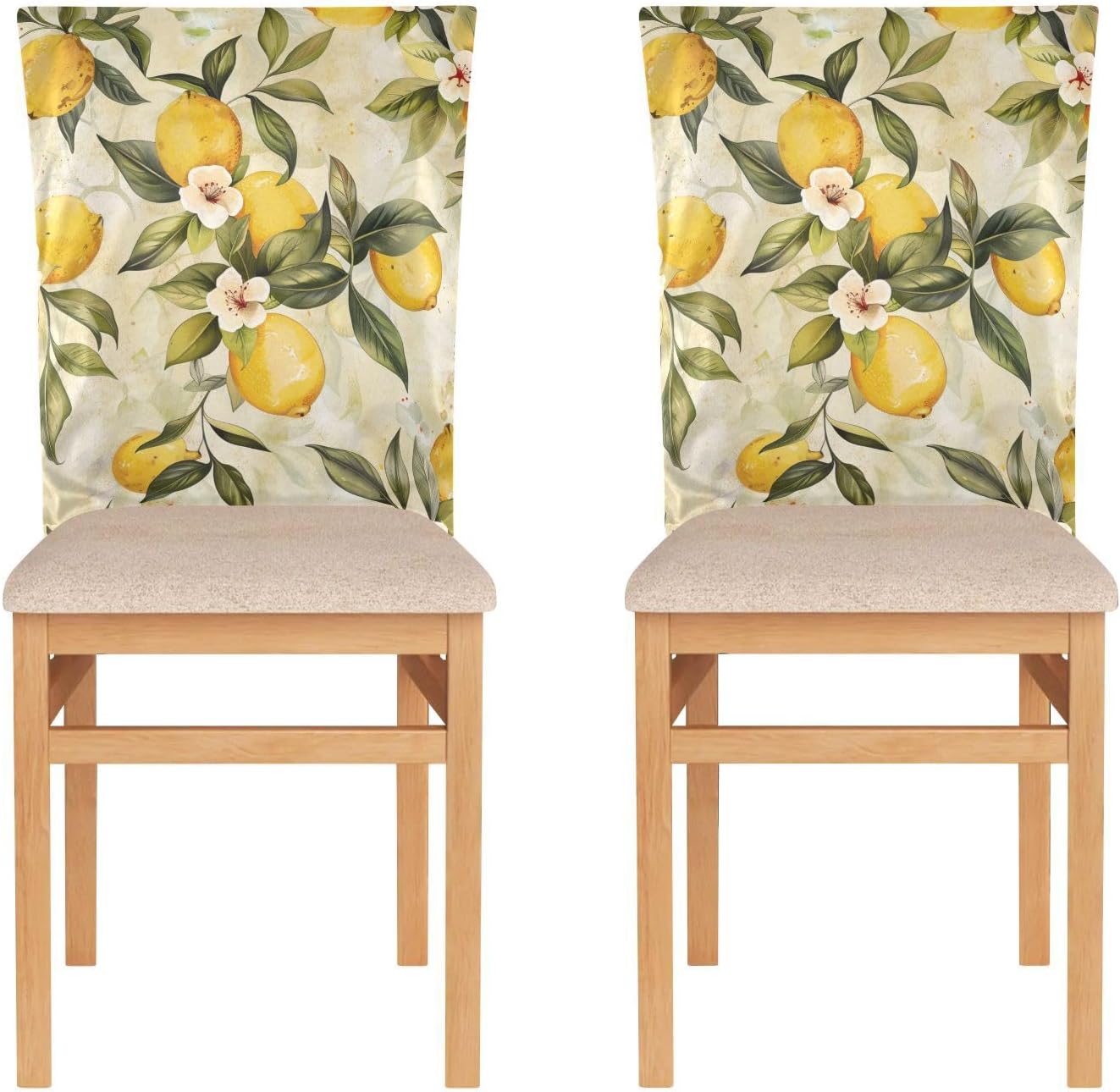ALAZA Vintage Lemon Chair Back Cover Set of 6, Washable Reusable Removable Chair Slipcovers Decorative Chair Cover for Home Kitchen Wedding Party