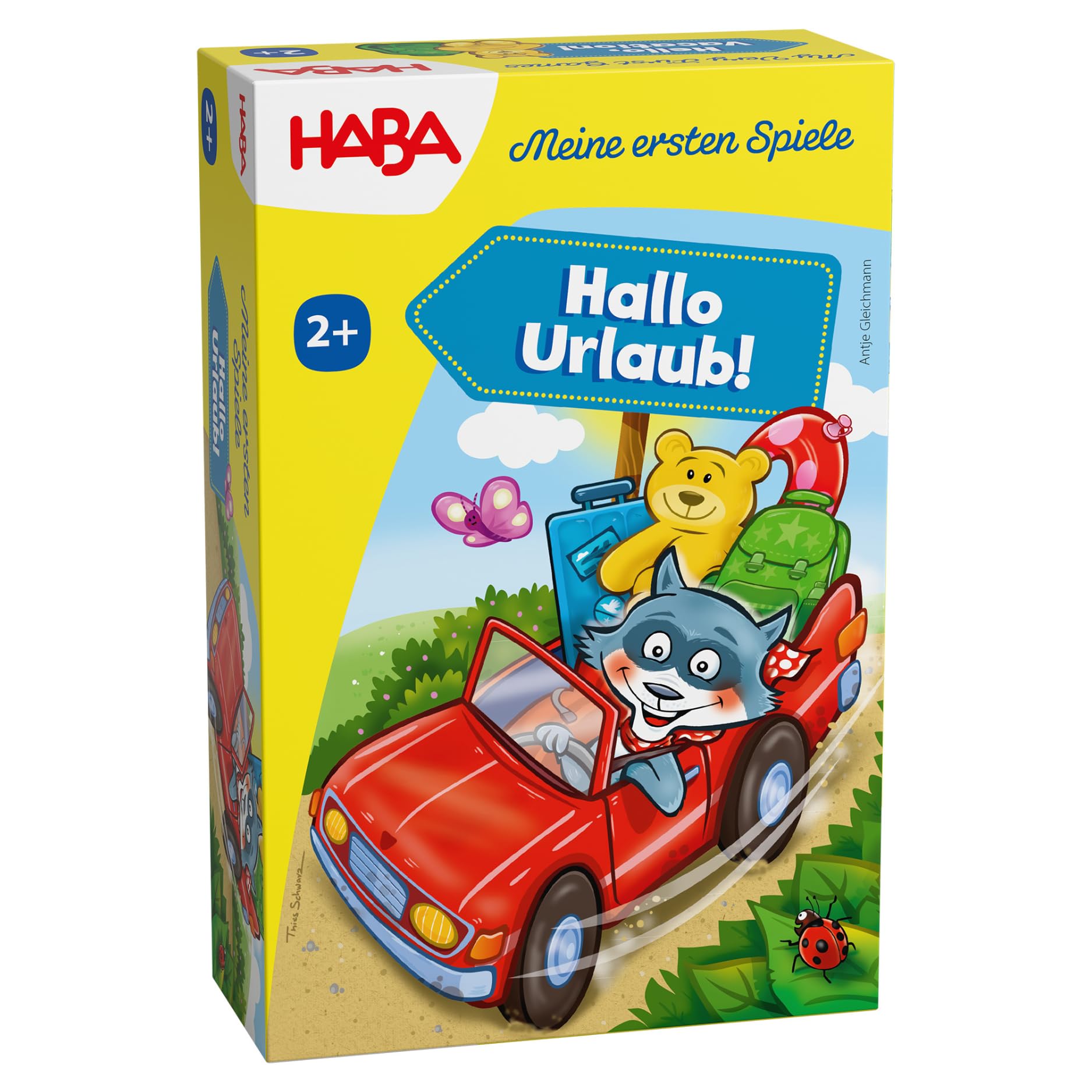 HABA Meine ersten Spiele – Hallo Urlaub! – Würfelspiel für Kinder ab 2 Jahren mit Waschbär & Auto – Fördert strategisches Denken – 2012210001