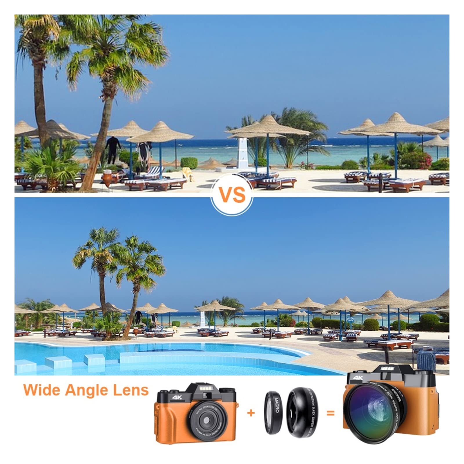 Obiettivo grandangolare 48MP Fotocamera digitale Fotografia Videocamera Vlog for webcam in streaming live Zoom digitale 4K 16X Selfie Regalo per principianti(16G TF Card,CDR10 Pink-Lens)