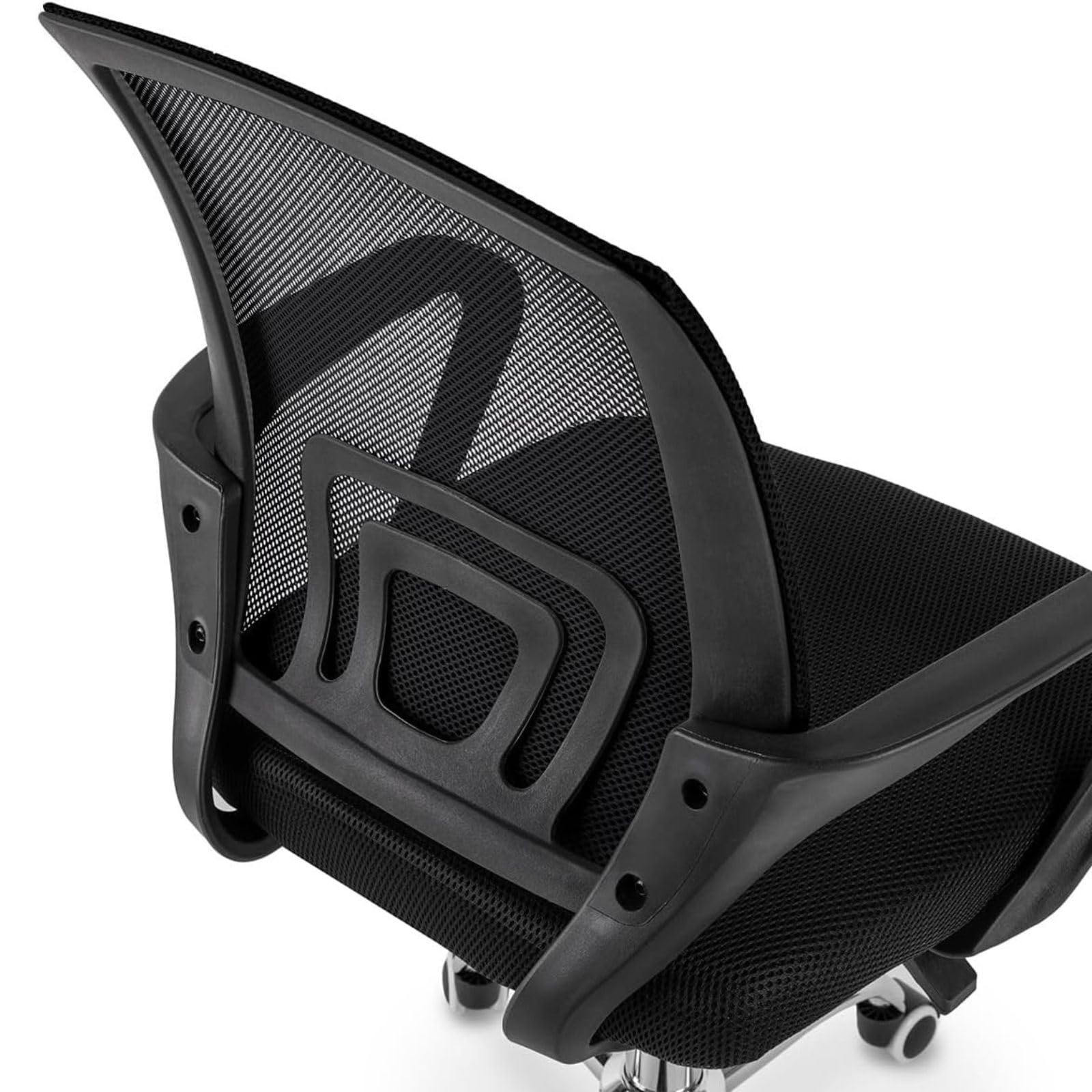 DASCK Silla de Oficina Ergonómica Negra con Respaldo de Malla, Altura Ajustable y Base Giratoria 360°