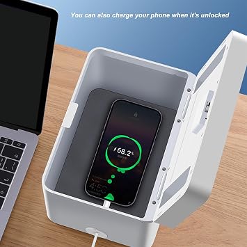 Metal Timed Lock Box, LED Display Phone Lock Box 365 Days Self Control Timer Locker Time Locking Container with Child Lock for Phones Snacks(S)