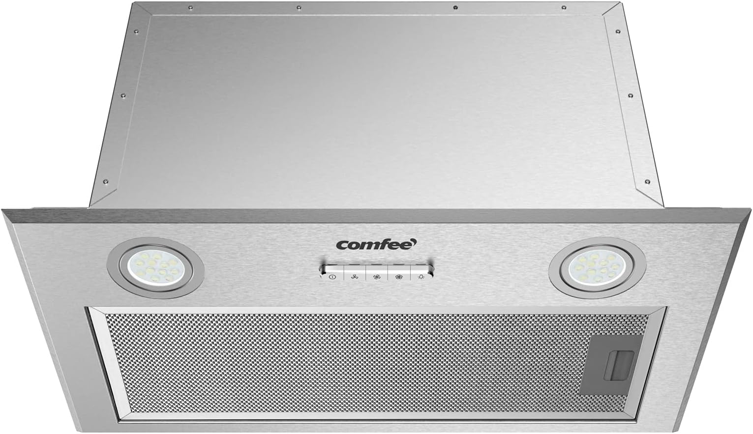 COMFEE' Integrated Cooker Hood 52cm BIHT01SS-52 with LED Light, 520mm Built-in Extractor Fan Kitchen- Stainless Steel [Energy Class C]