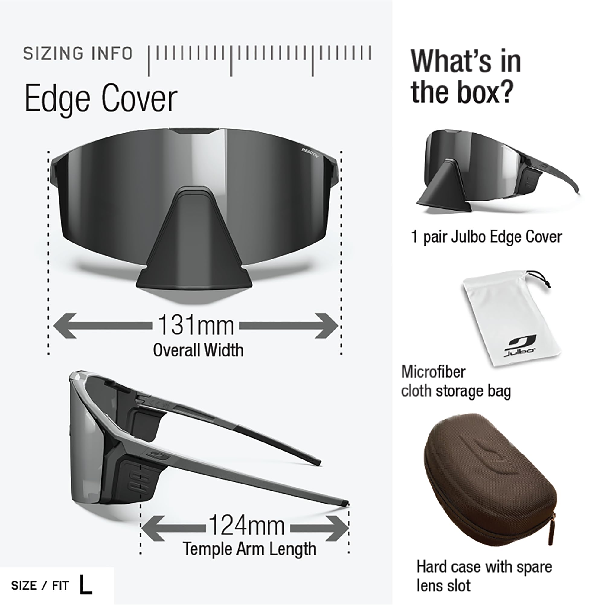 Julbo Edge Cover okulary przeciwsłoneczne męskie, czarny, L