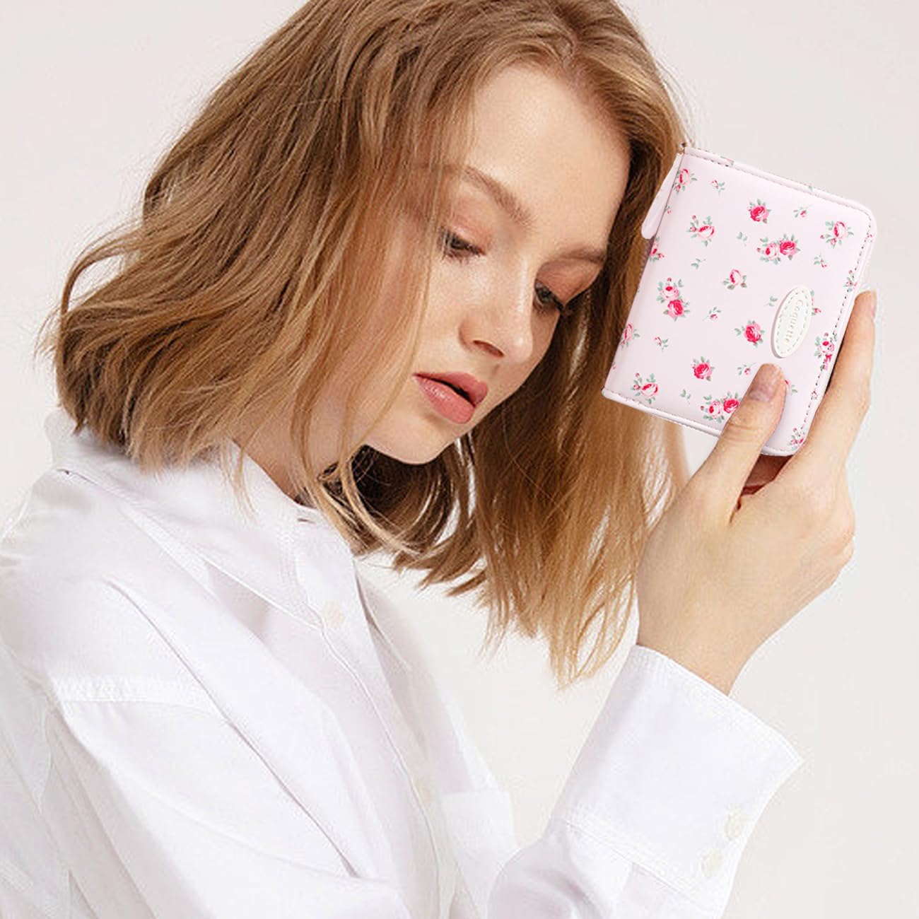 Sunwel Fashion Women Cute Print Wallets with Credit Card Slots ID Window & Zipper Coin Pouch (ROSE PINK) - Image 6