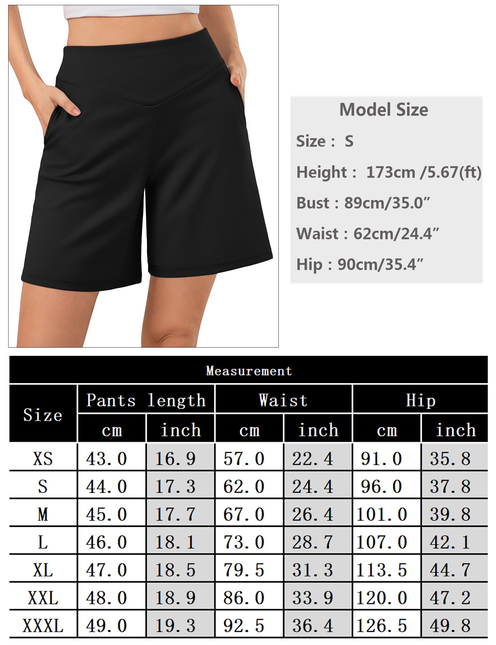 Pantalones Cortos Mujer Verano Shorts Deportivos Cintura en V con Efecto Vientre Plano Diseño en A Holgado con Bolsillos para Yoga Fitness y Casual XS-3XL — view 6