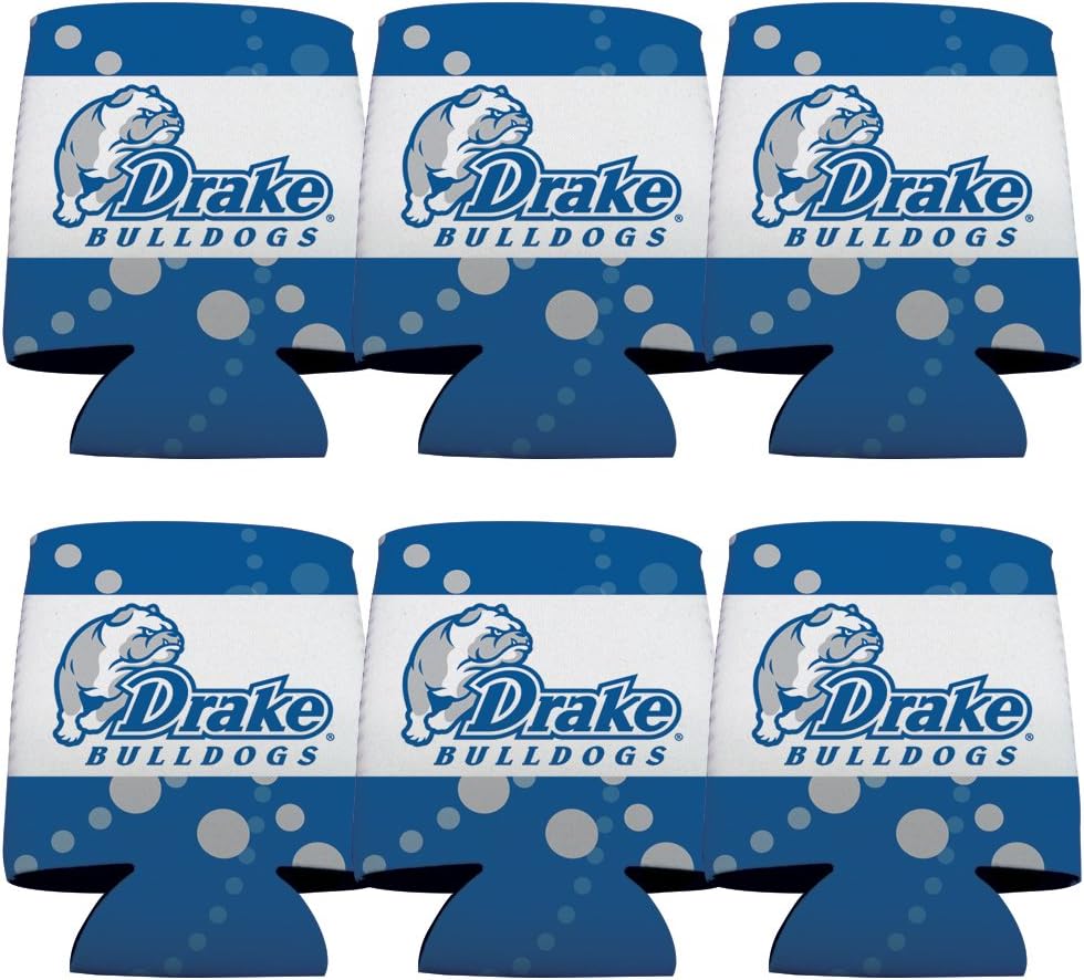 VictoryStore Can and Beverage Coolers - Drake University, Circle Design 4, Set of 6