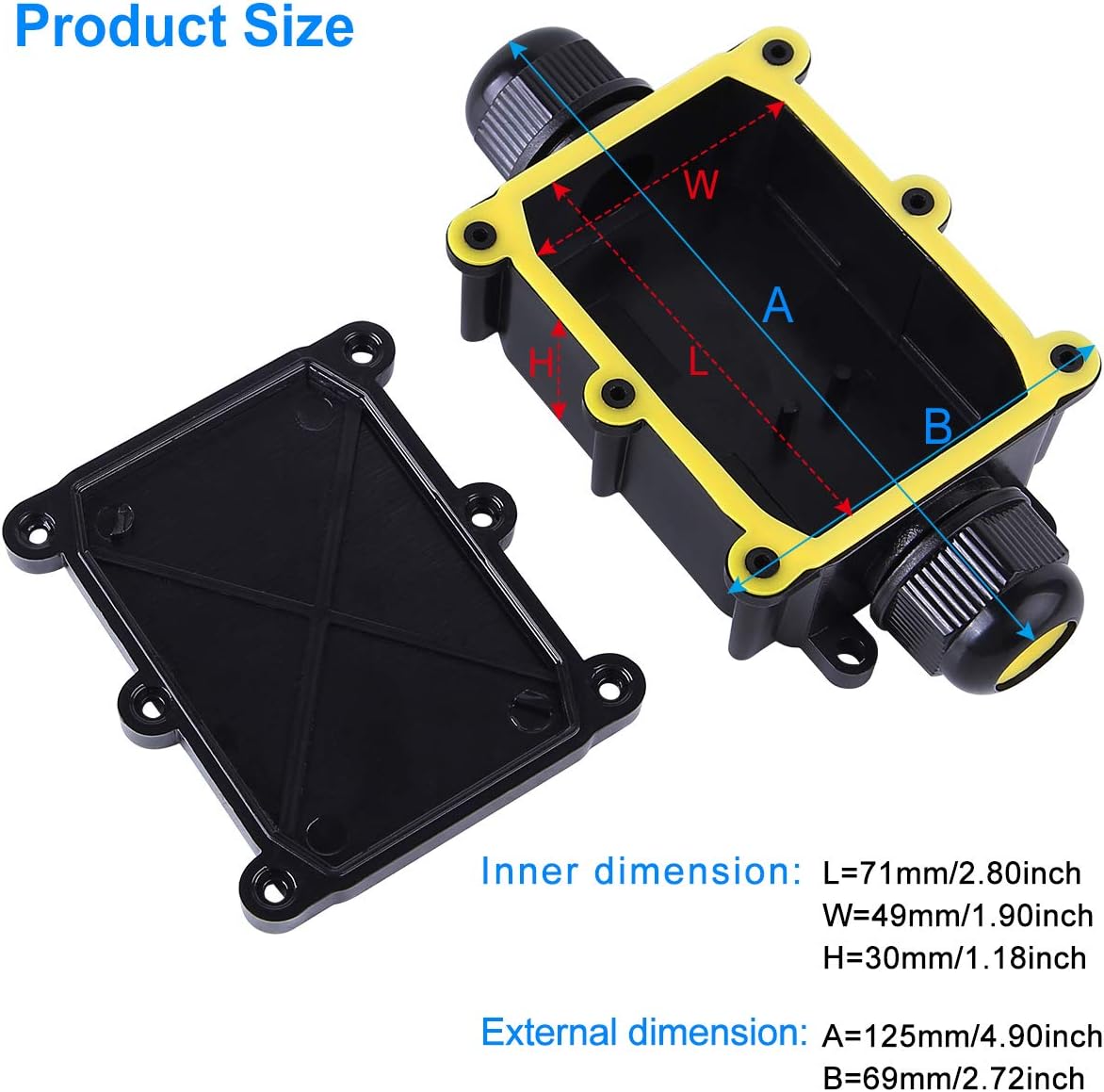 Junction Box Outdoor Waterproof IP68 2Way Plug Line M20 Coaxial Cable Connector Wire Range 5 to15mm Electrical External Power Cord Junction Boxes Protection Gland Electrical