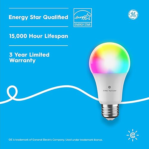 Miniatura 9 de Cync GE - Bombillas LED inteligentes A21, decoración de habitación que cambia de color, bombillas Bluetooth y WiFi, equivalente a 100 W, funciona