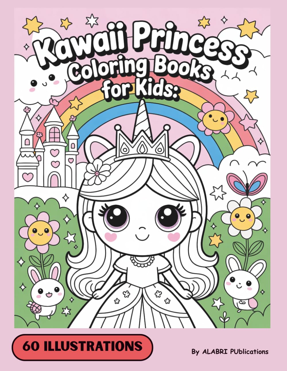Kawaii Princess Coloring Books For Kids: Unicorn Mermaid Princess Ballerina Coloring Book For Girls, Princess Party Favors Pages