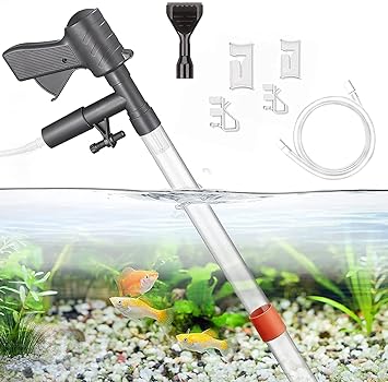 TAOAT Aquarium Gravel Cleaner with Air-Pressing Button Long Nozzle Fish Tank Cleaner for Sand Washing Aquarium Water Changer with Adjustable Water Flow Controller and Algae Scraper