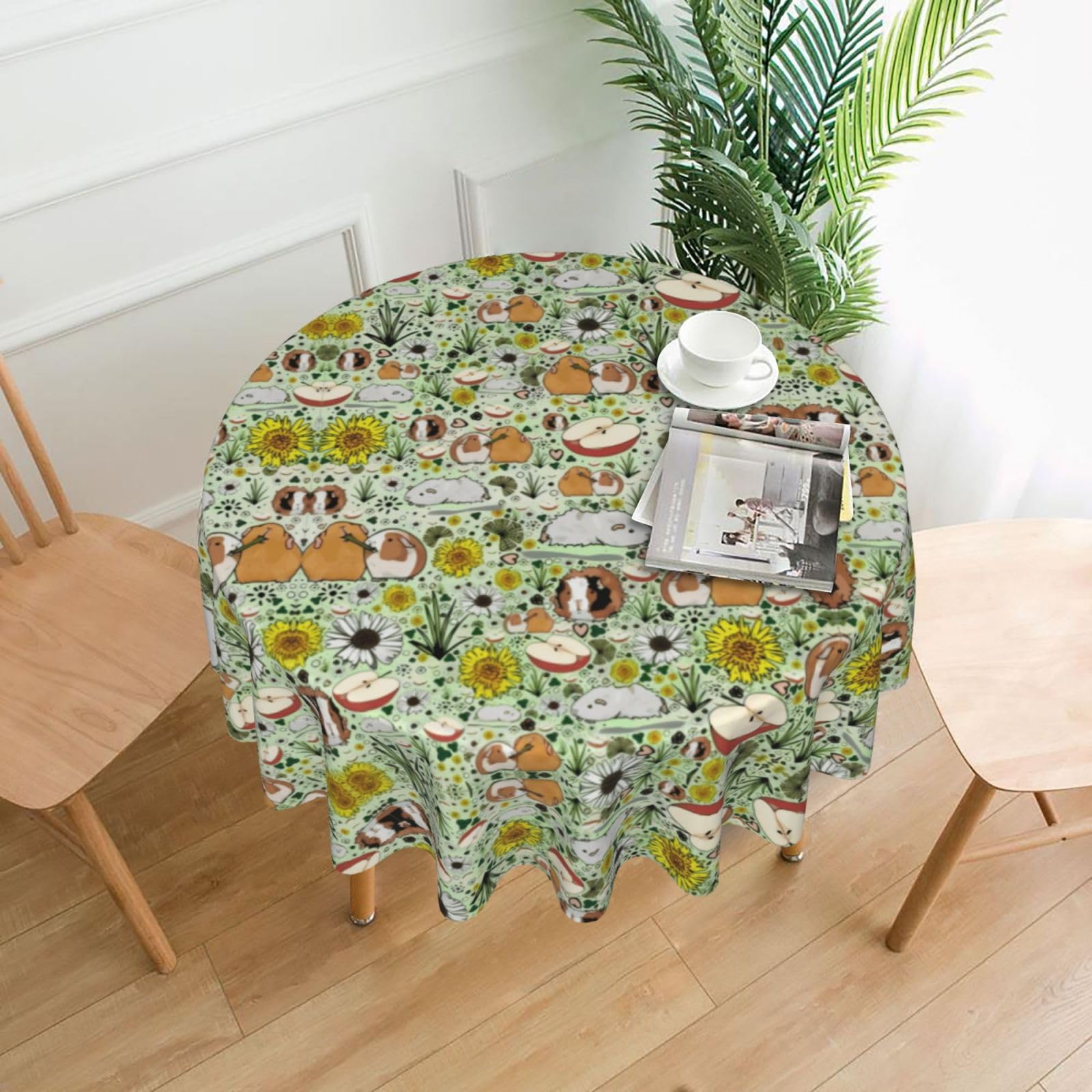WHJSHOP guinea pig Prints Round Decorative Throw – 60in Stylish Table Cover for Dining, Parties & Outdoor Events