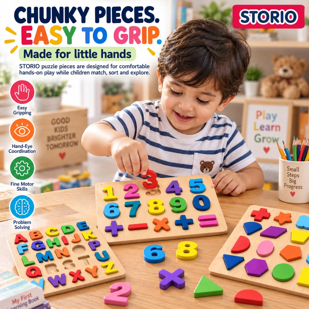 Storio 3-in-1 Wooden Puzzles for Toddlers -4