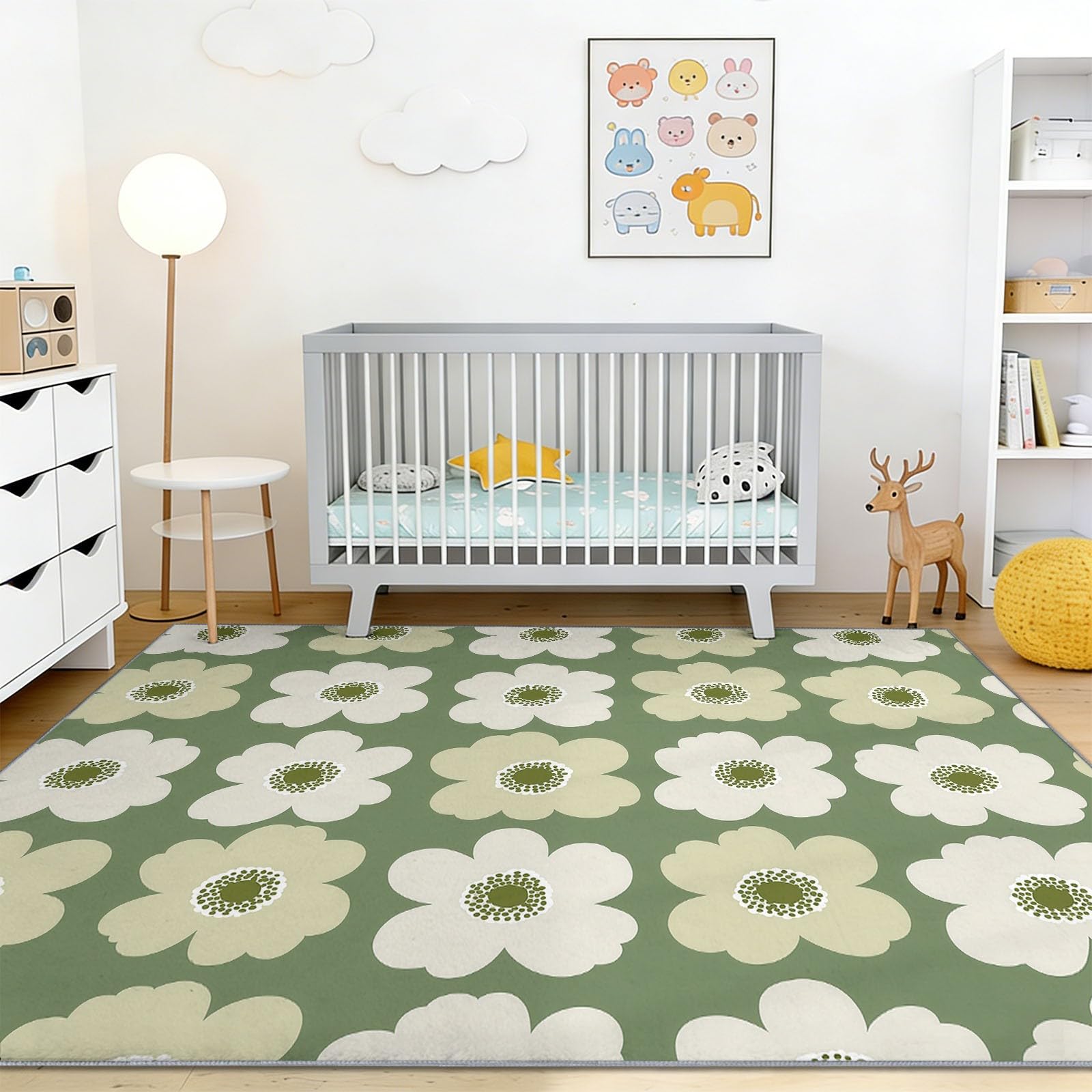 Tapis de salon scandinave blanc cassé facile à nettoyer et sécurisé