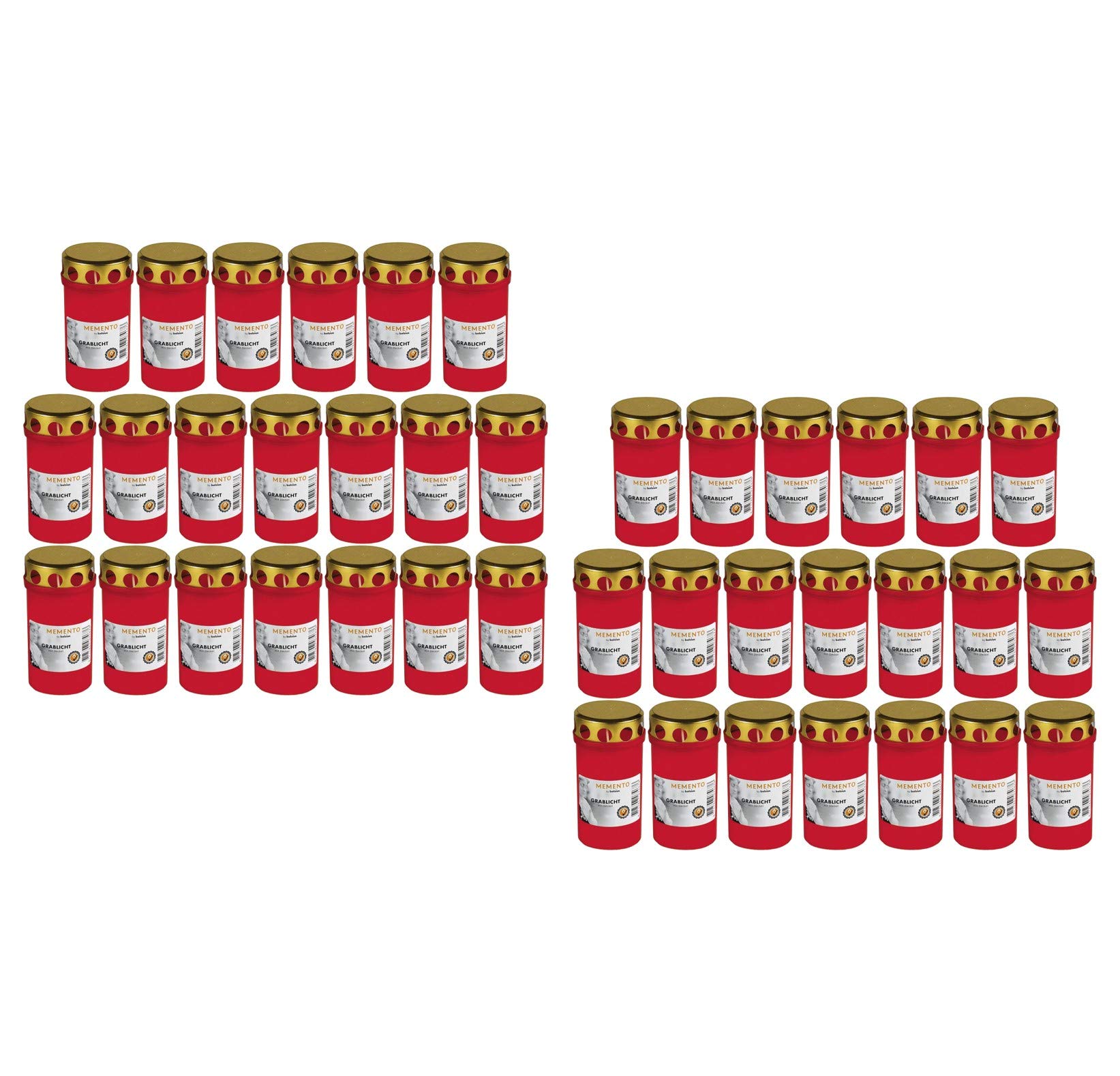 Grablicht Brenner Nr. 3 rot mit Deckel Grabkerzen Friedhofskerzen Grablichtkerze Trauerlicht Gedenkkerze Grabdekoration Grabdeko (40er Pack)