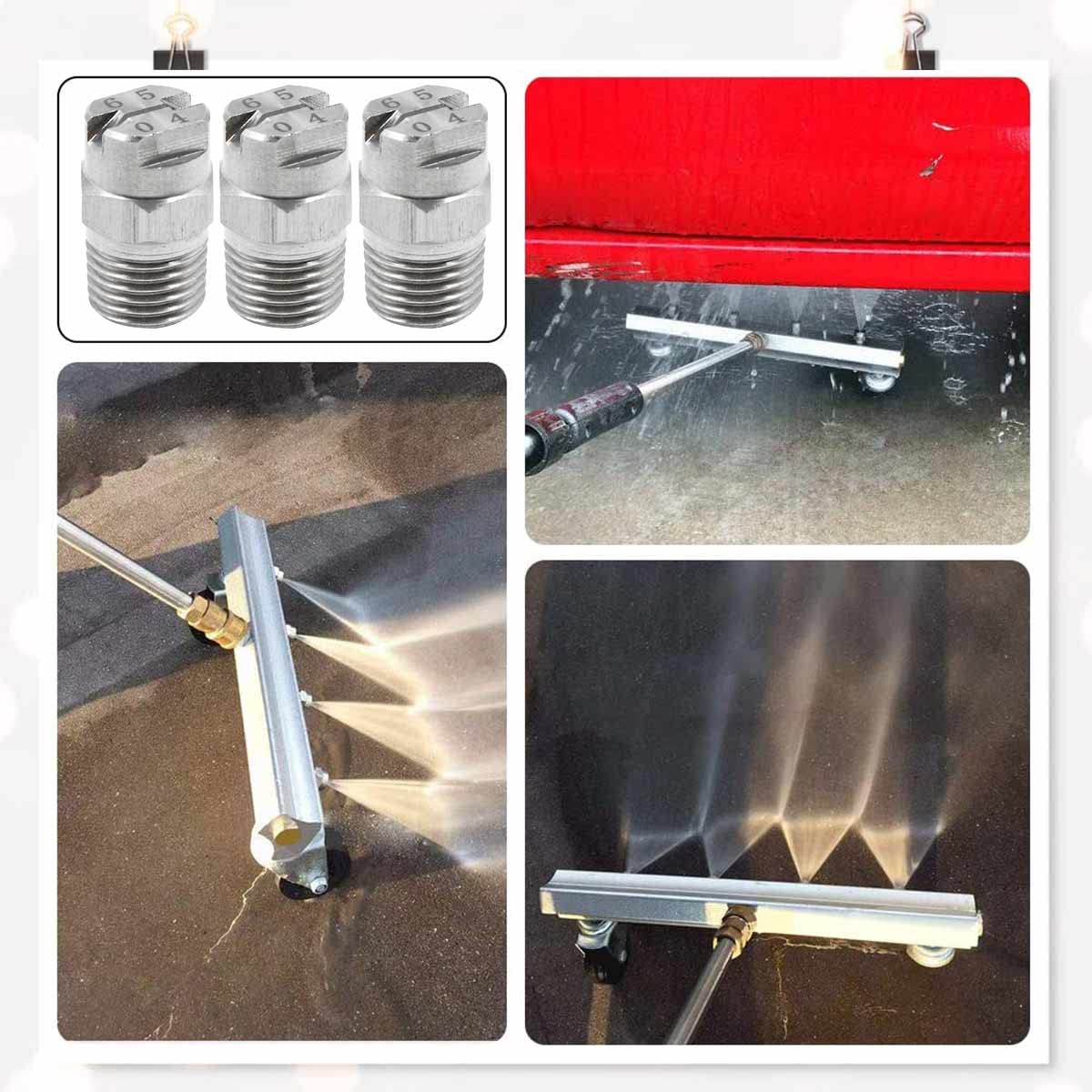 Boquilla Pulverización Alta Presión Punta - Ventilador Limpiador Piezas Pulverizador Conexión Accesorio de Acero Inoxidable 65 Grados Orificio 1,3mm Conexión Rosca 1/4 '', 4 Pcs