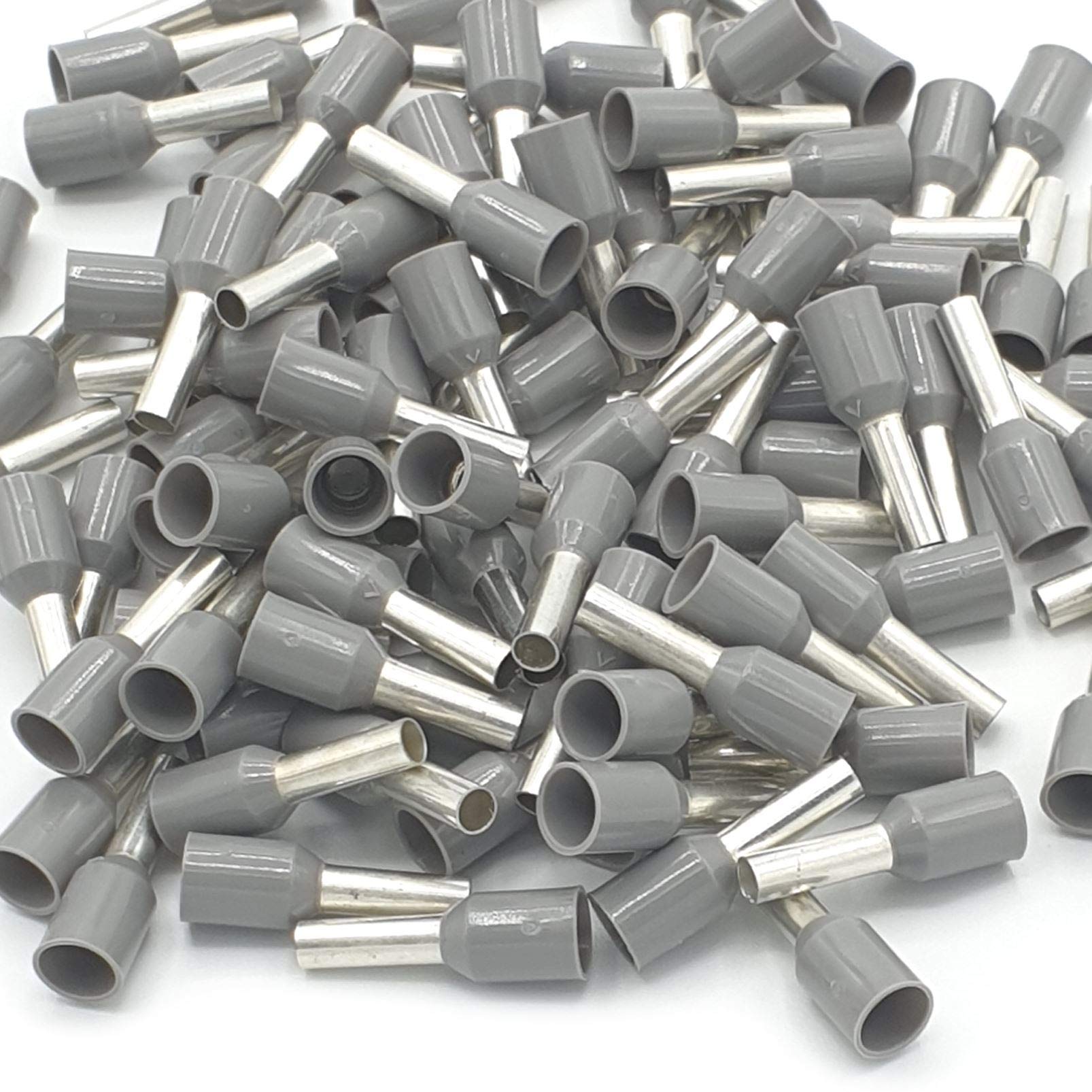 Pepte Grey 100Pcs 2.5Mm Insulated Single Cord End Terminal Crimp Bootlace Ferrules