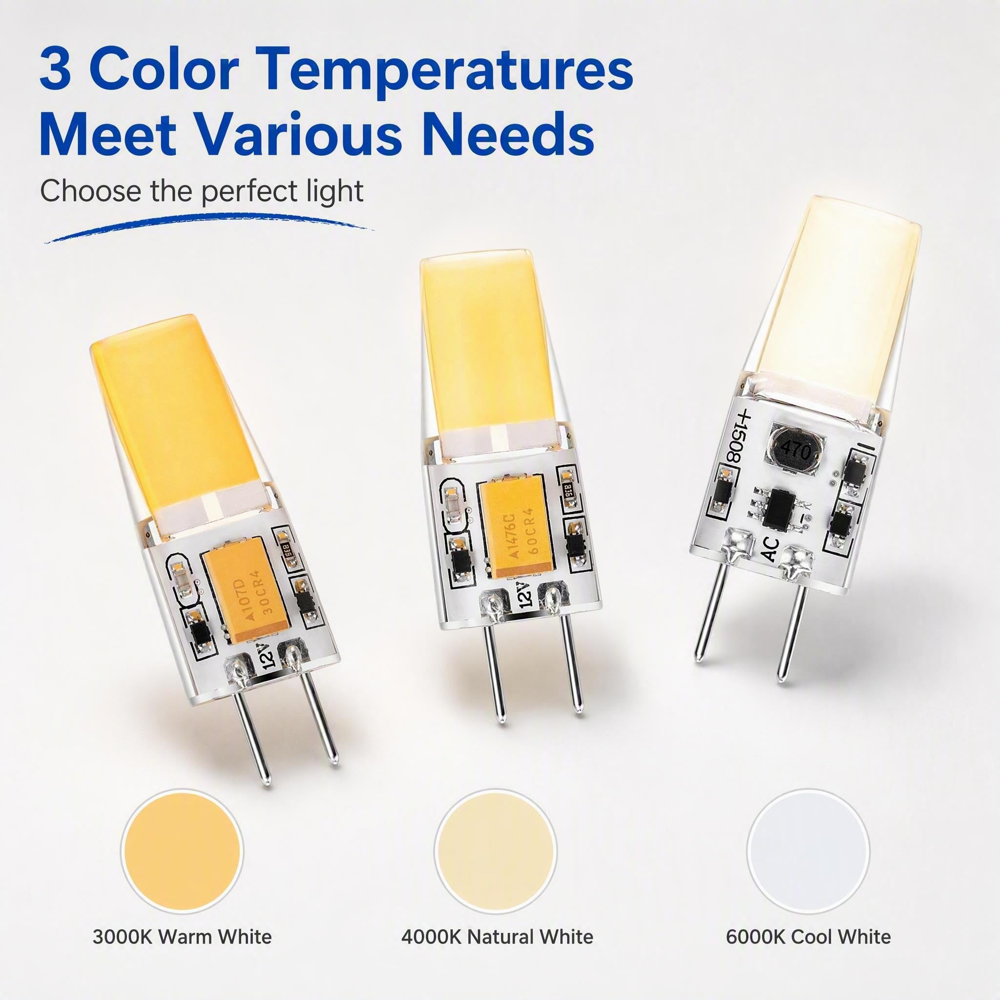 GY6.35 LED 12V 4W Ściemnialny COB IP65, neutralny biały zestaw 5