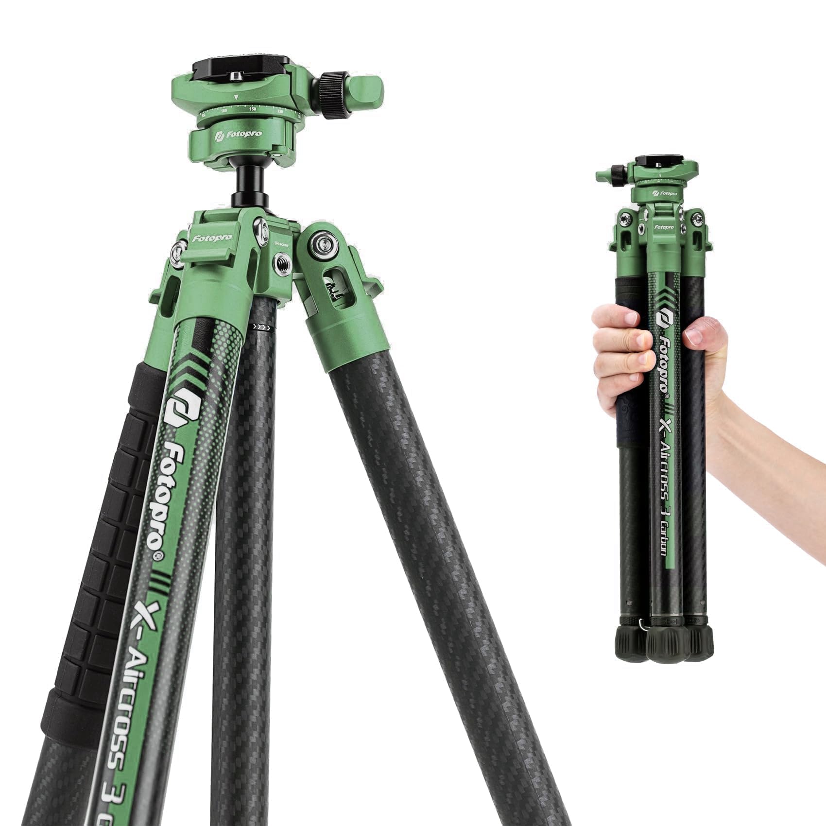 Fotopro Carbon Fiber Tripod 51 Inch 360 Degree Ball Head Quick Release Plate Lightweight Camera Tripod for Travel Tripod Folded Height Only 13.9",Max