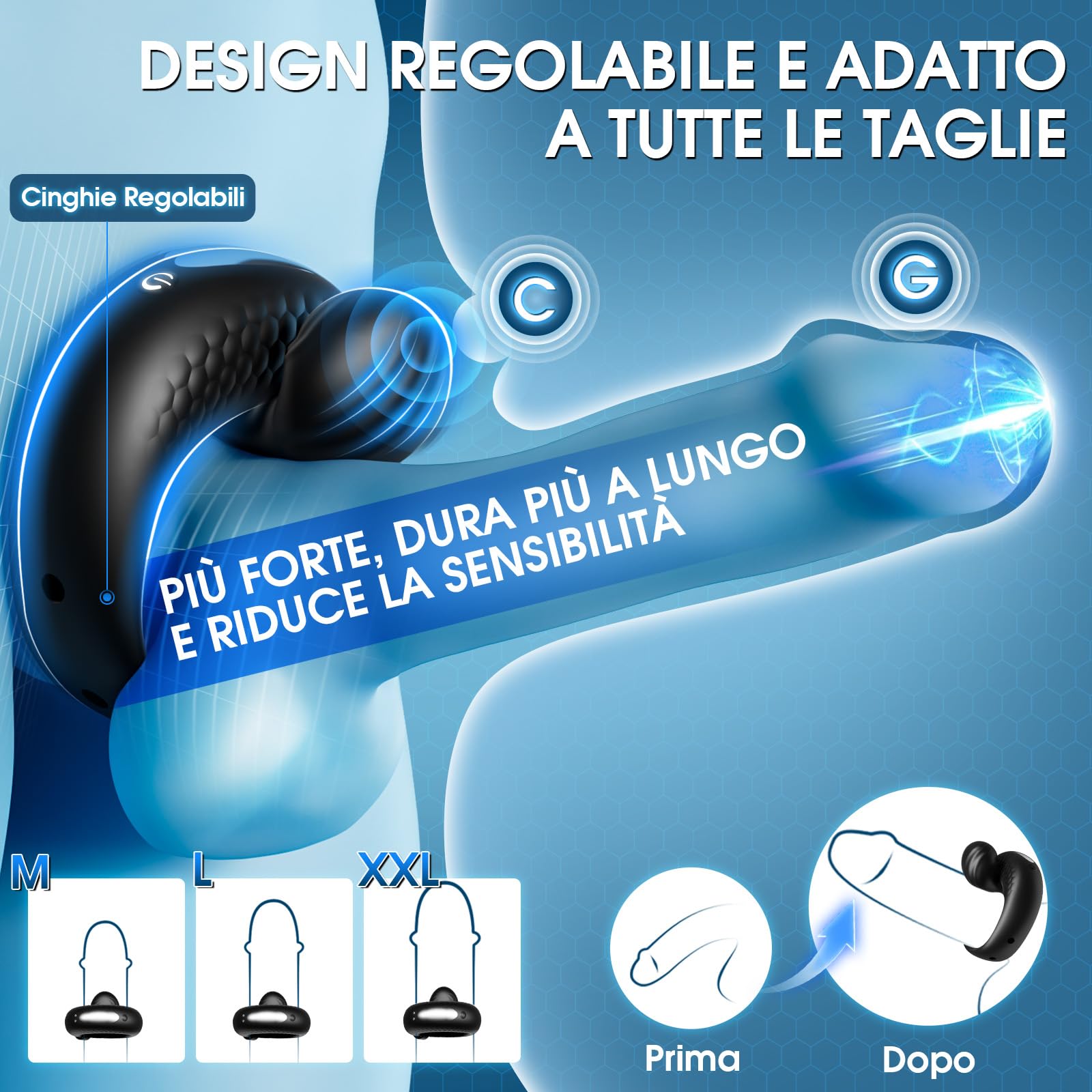 Anello Vibrante per Lei e Lui Sex Toys - Cock Ring Regolabile Anello Pene Vibratore Sexytoysys Uomo con 10 Vibrazioni, APP Stimolatore Pene per Lui in Silicone Vibratori Clitorideo Sexytoysys Coppia