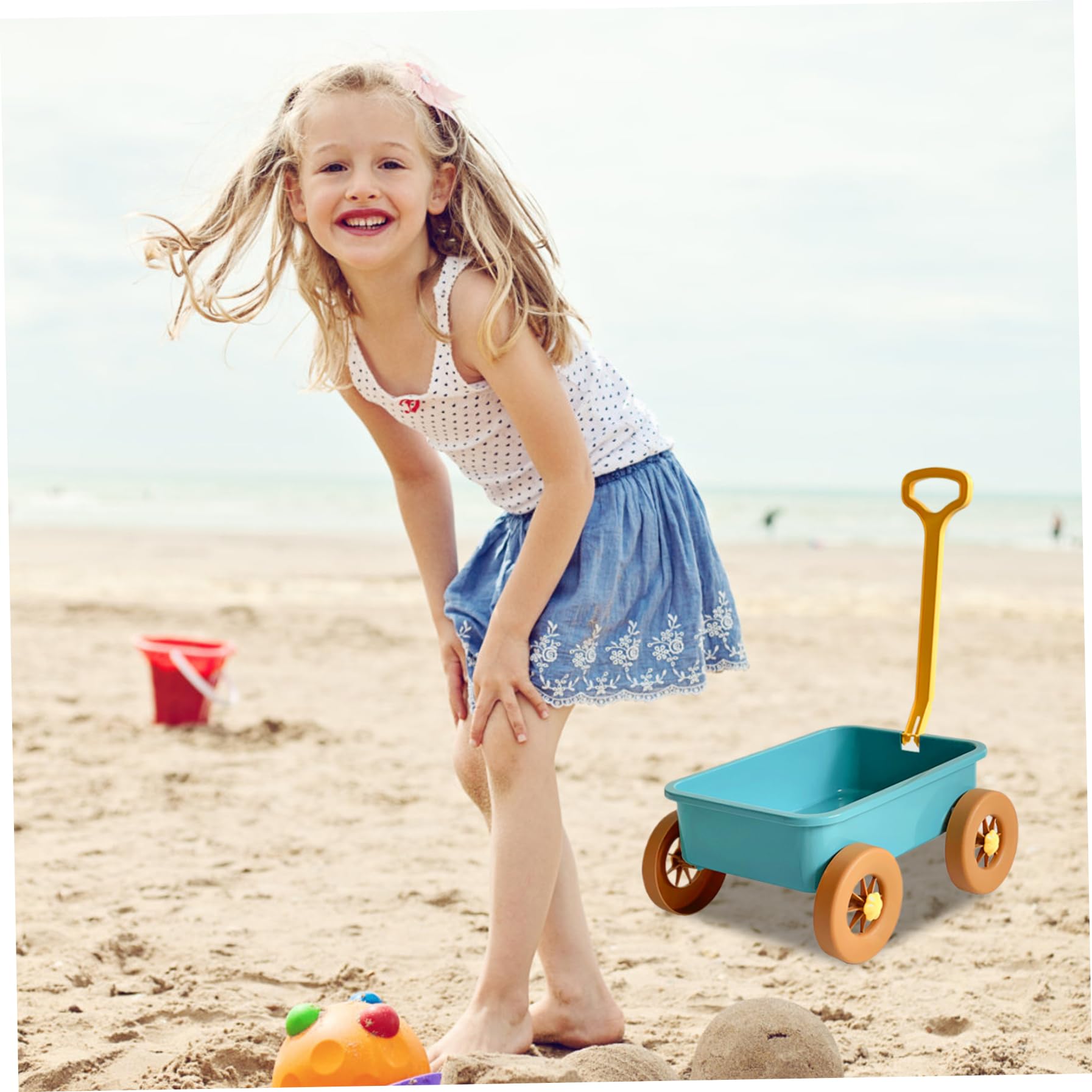 Carro giocattolo Carro giocattolo in plastica per bambini 15x11x7, 1 pollici Giocattoli da spiaggia per bambini per giocare Acqua Sabbia riutilizzabile per l'estate, Blu