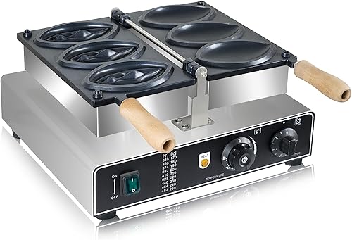 Miniatura 4 de Máquina comercial de gofres de forma extraña 3 piezas de hierro antiadherente con forma de abulón, parrilla de salchicha eléctrica, máquina para
