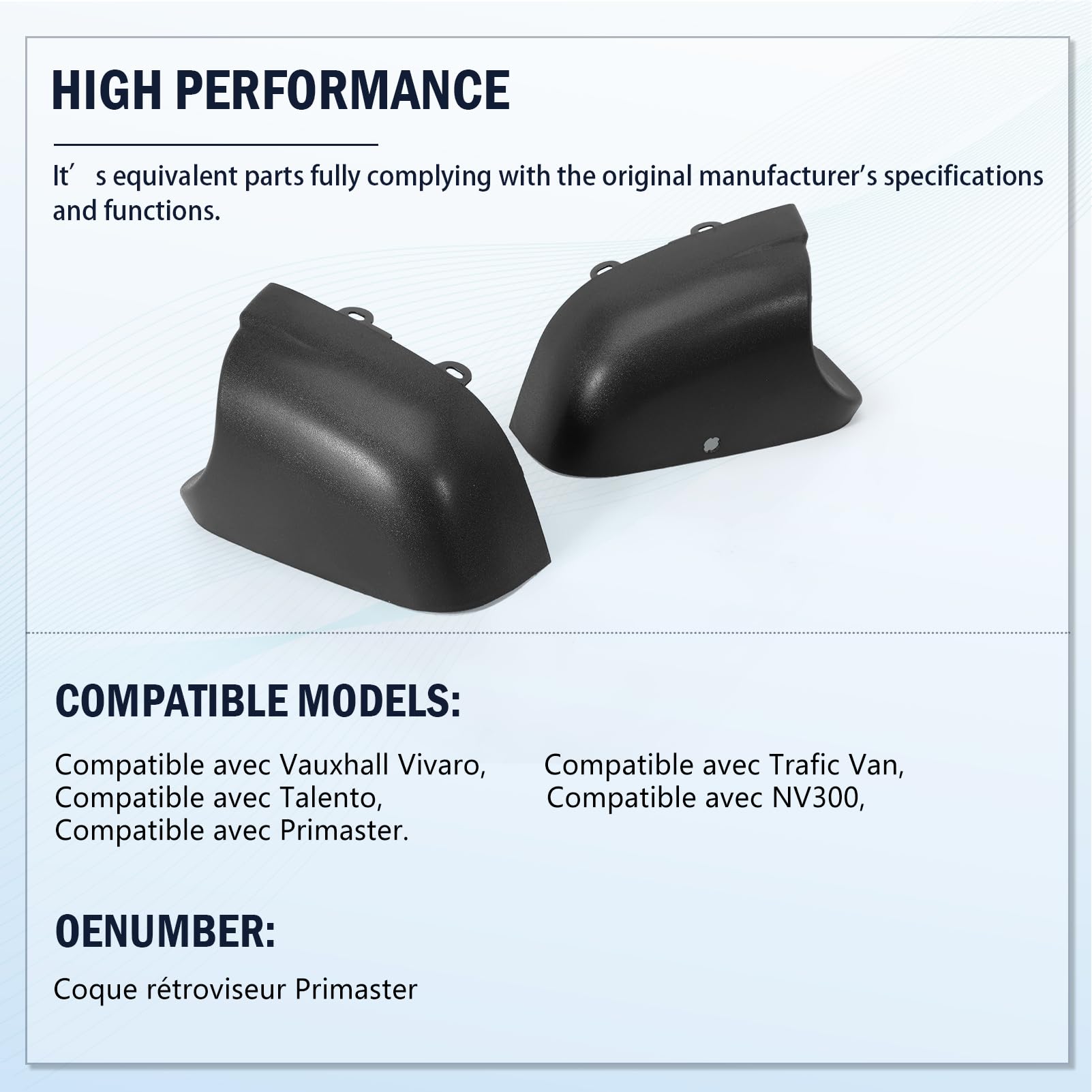 Paire Coques Inférieures Aile Rétroviseur Gauche Droite Compatible Vivaro 2014-2018, Trafic Van 2014-2022, Talento 2016-2020, NV300 2014-2021, Primamaster 2022