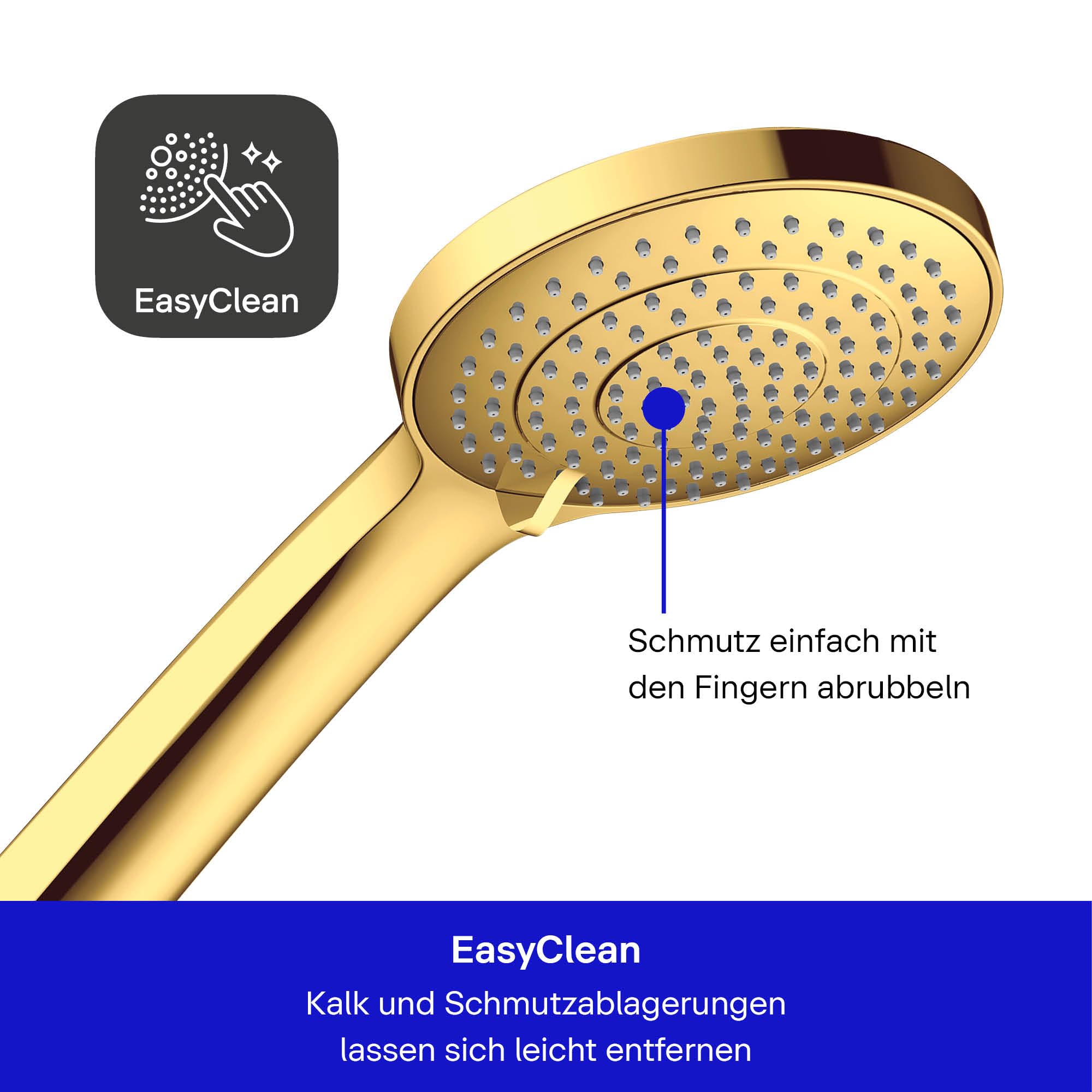 Duravit Duschsystem, Duschkopf mit 3 Strahlarten, Gold Poliert
