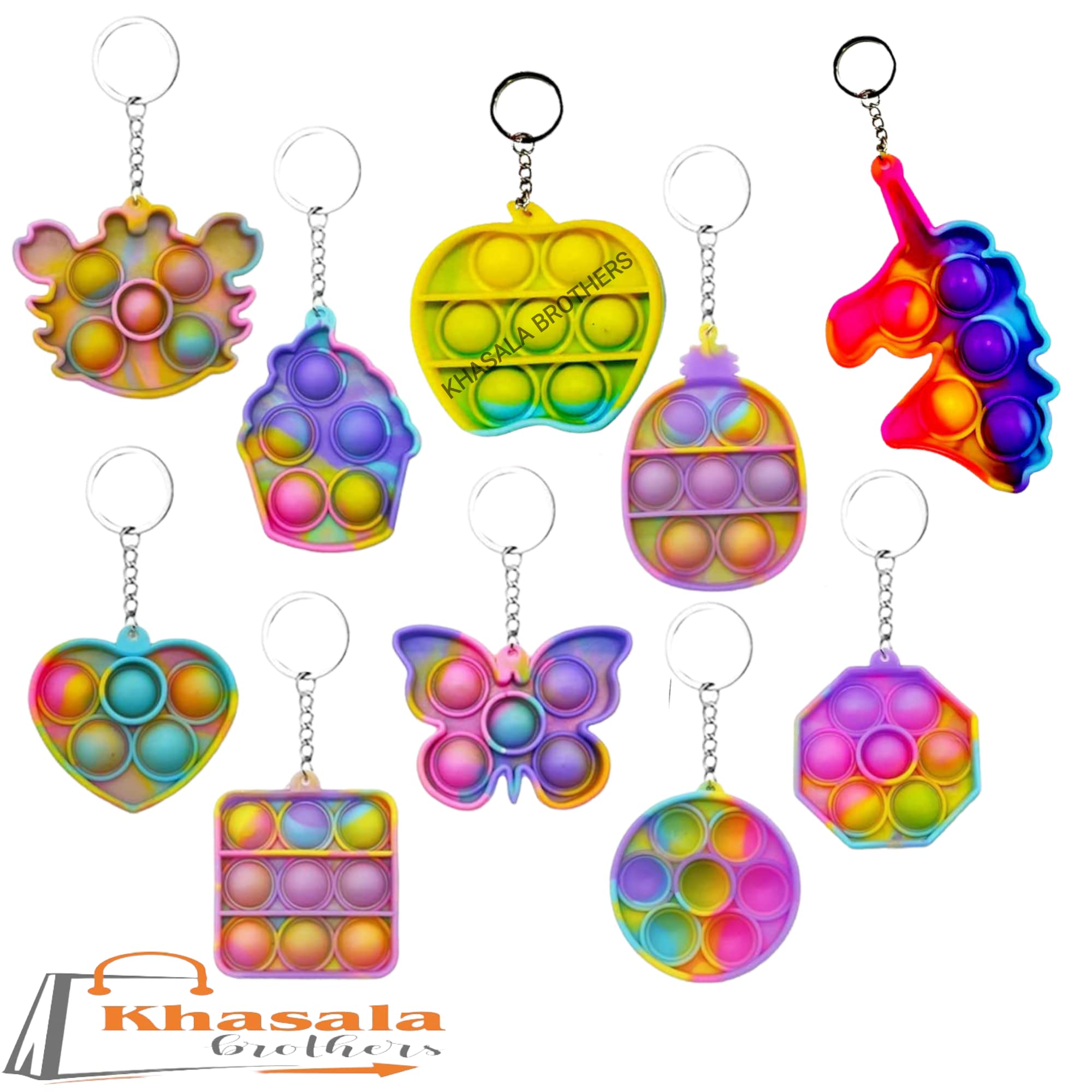 Khasala Brothers® 10 PCS Pop it Keychain Toys, Bubble Sensory Fidget Toy Set, Stress Relief Hand Toys Different Shape Pop It Educational Toy for All Ages Random Design (10 Pack) (B0B852TJ98) Amazon Price History, Amazon Price Tracker
