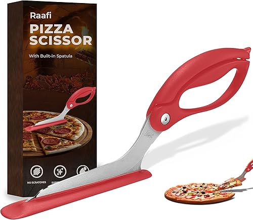 Tijeras de pizza con servidor antiadherente. Corte de pizza afilado sin ensuciar la cobertura. Agarre firme, cortador de pizza de acero inoxidable