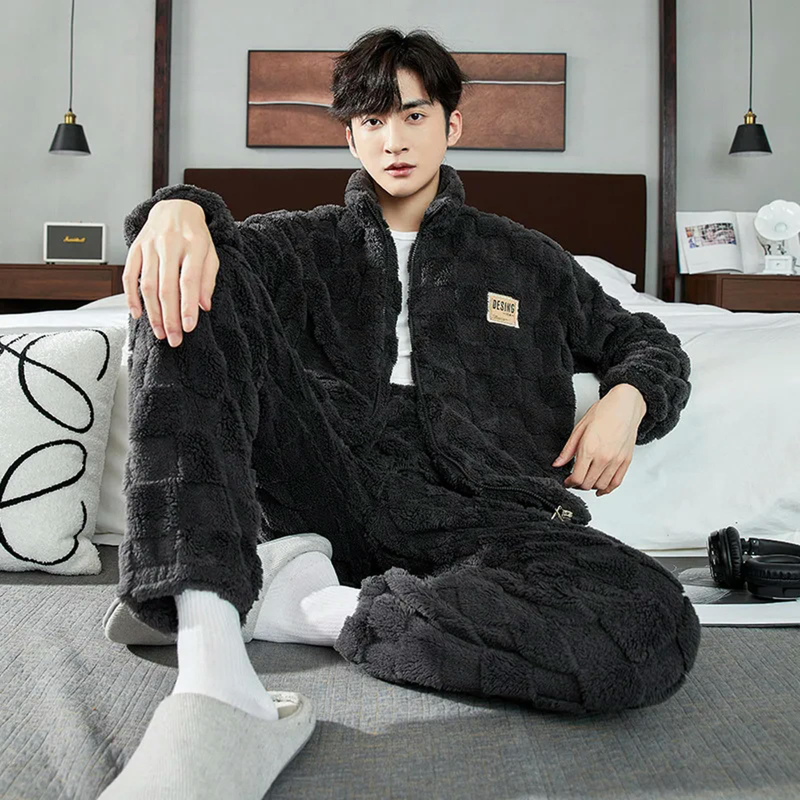 MdybF Pijama Hombre Invierno Otoño E Invierno Long Long Pajamas Pajamas A Cuadros Pantalones De Pijama De Pijamas Casa