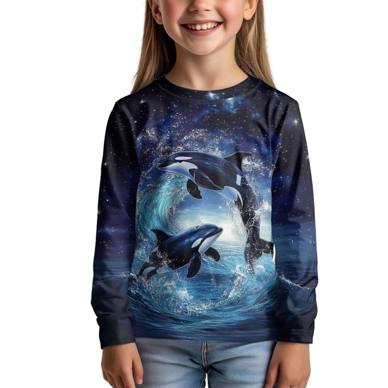 Uourmeti Girls Graphic Tees Long Sleeve T Shirts for Teens Casual Tshirts Junior Sportswear Fall Tops