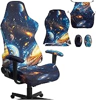 Vista 11 de Funda para silla de jugador de hongos, funda para silla de computadora, 4 piezas, con cremallera, con reposabrazos, para estudio en casa, helechos
