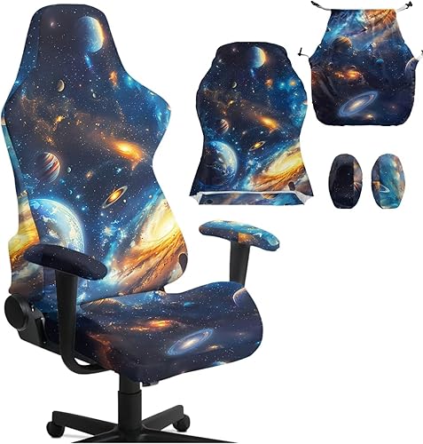 Cosmic Galaxy - Fundas para sillas de videojuegos, resistentes a los arañazos, color azul, con cremallera, antideslizante, protector para silla de