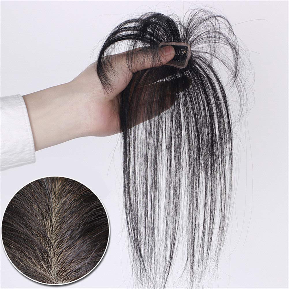 100% Real Human Hair Bangs Invisible Seamless Sea Head Replacement Hair Wig Female Short Fake Hair Bangs Women Hair Pieces, (Light Brown)