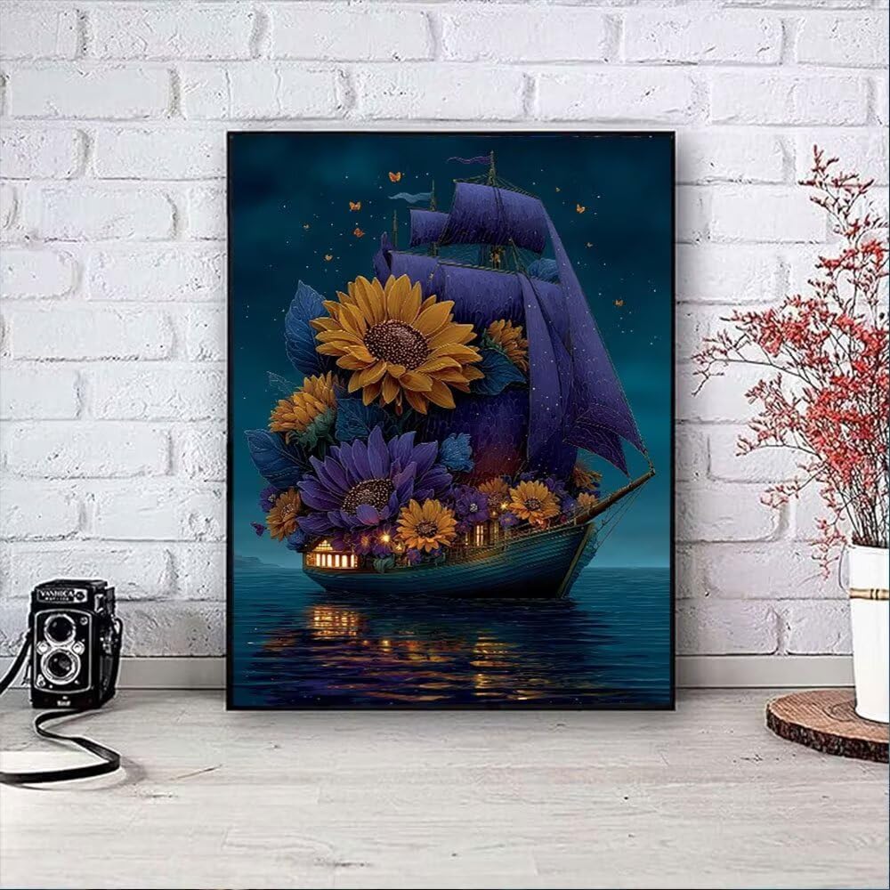 Słonecznik Słonecznik Diamentowe Malowanie Zestawy Dorosłych, 5D Okrągłe Wiertło Diamentowe Malarstwo Dzieci Malarstwo, Diamant Art Haft Cross Stitch Obrazy, Mozaika Sztuka Do Dekoracji Ściany