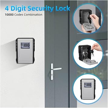 EDEDE Security Lock Box Metal Password Key Box Wall Mounted 4 Digits Password Lock Storage Box Waterproof Anti Theft Large Capacity Safe Keybox for Home,Office,Hotel,Travel(1Pc Medium)