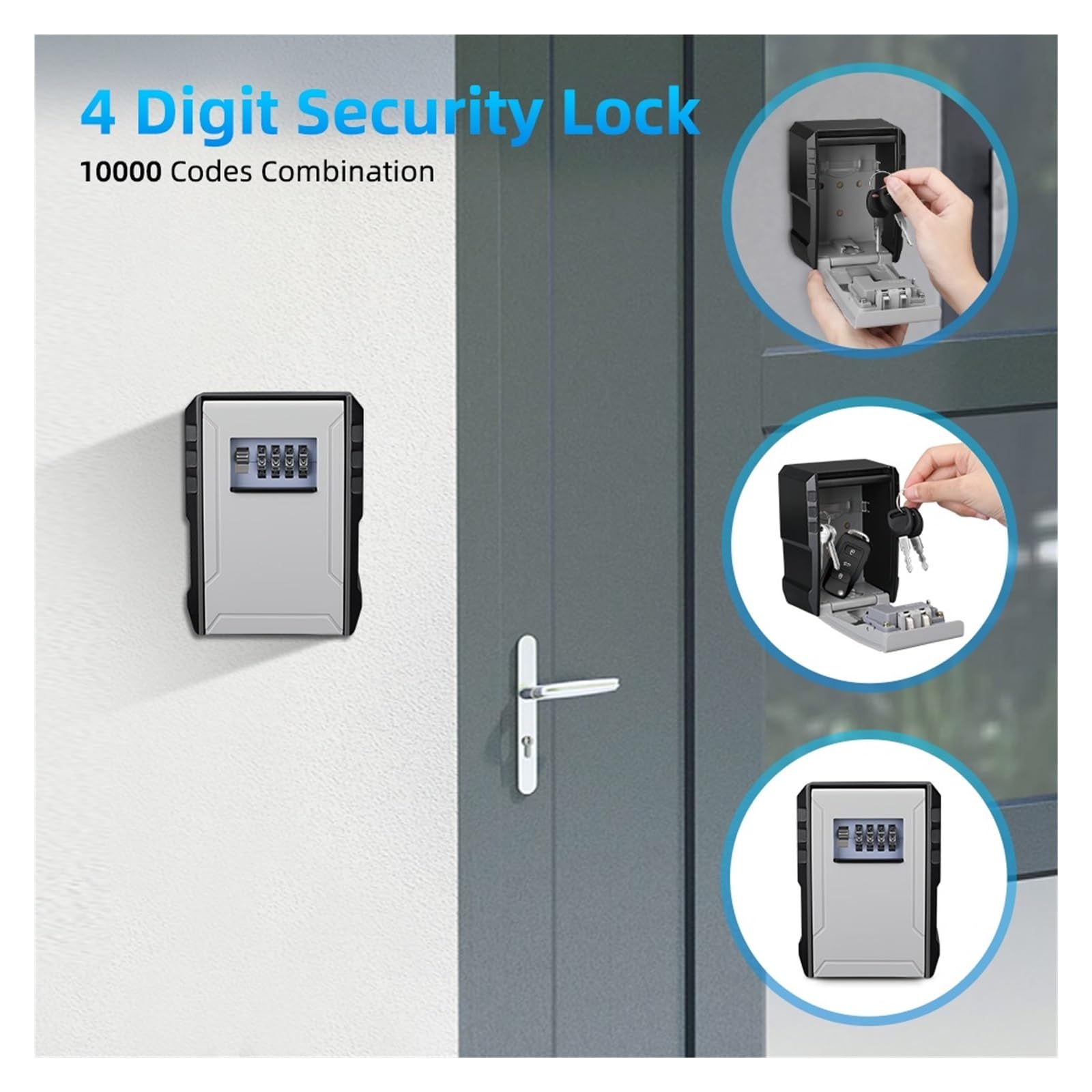 Caja fuerte de metal para les de pared con bloqueo de contraseña de 4 dígitos waterproof resistente al robo gran capacidad almacenamiento seguro para el hogar oficina y exteriores (1 unidad