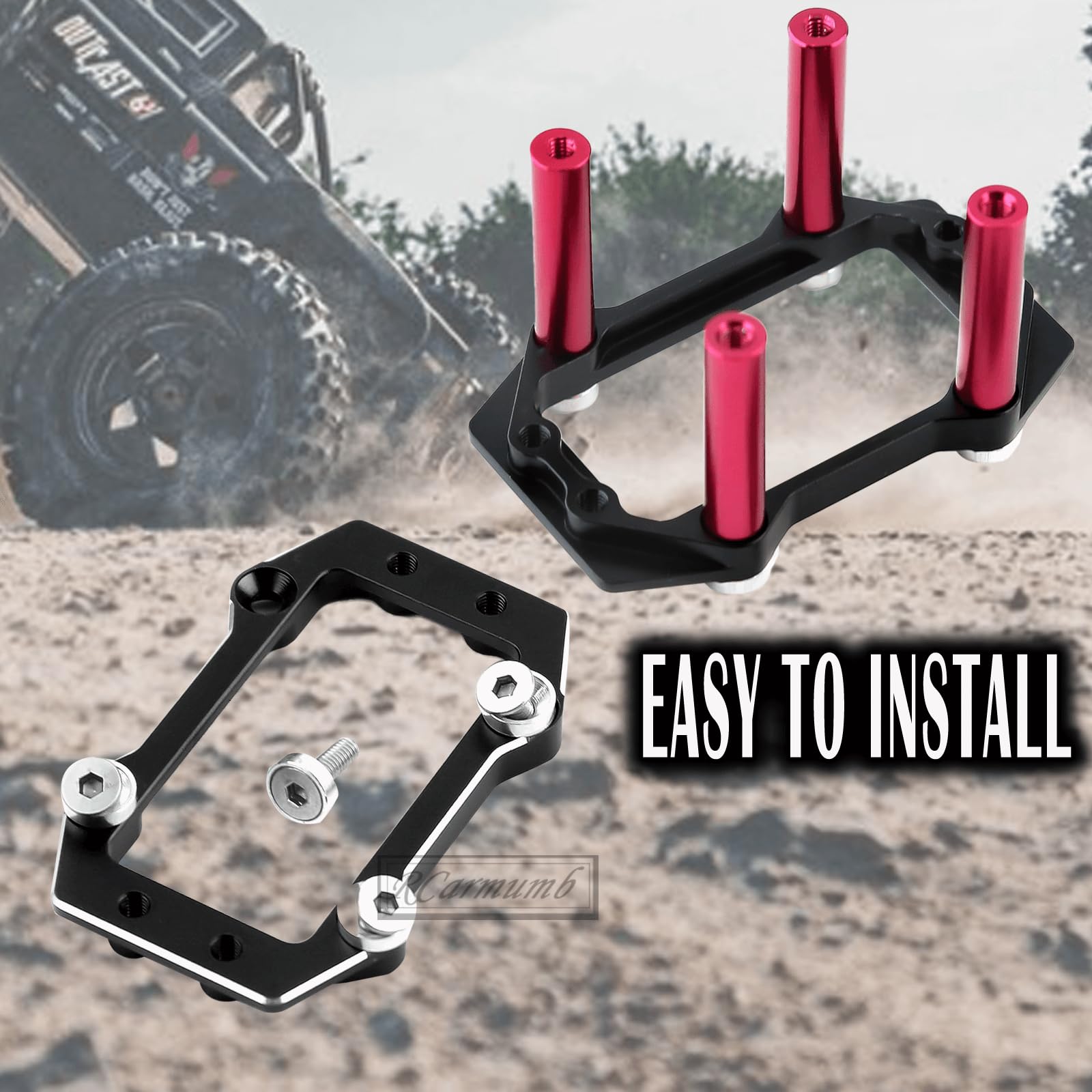 Aluminum Steering Servo Mount Set For Arrma Kraton, Senton, Talion, Typhon, Outcast - Black - View #10