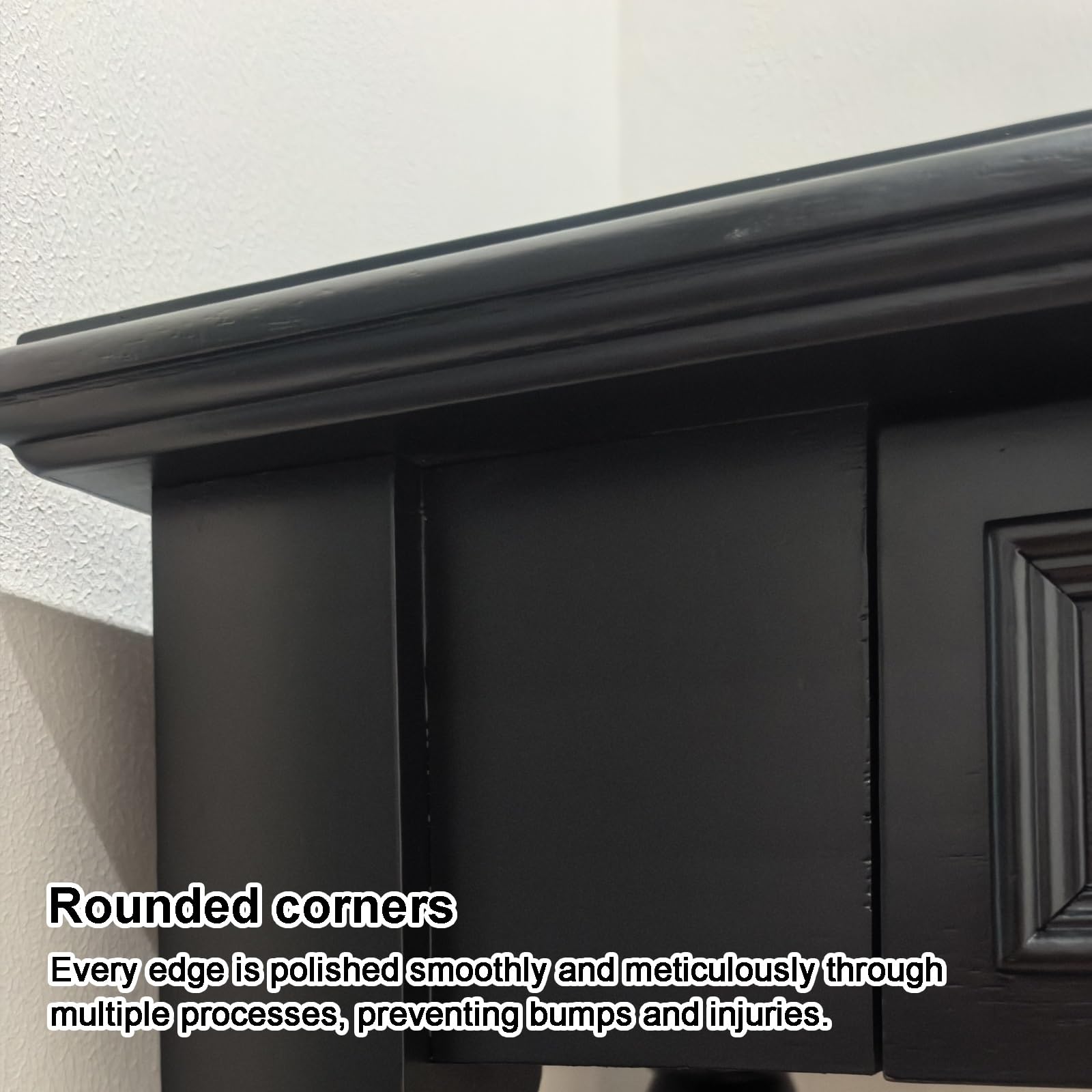 Console d'entrée Noire avec tiroirs et étagère inférieure Ouverte, Table d'appoint en Bois Massif pour entrée, Couloir et Bureau(100cm/39in)