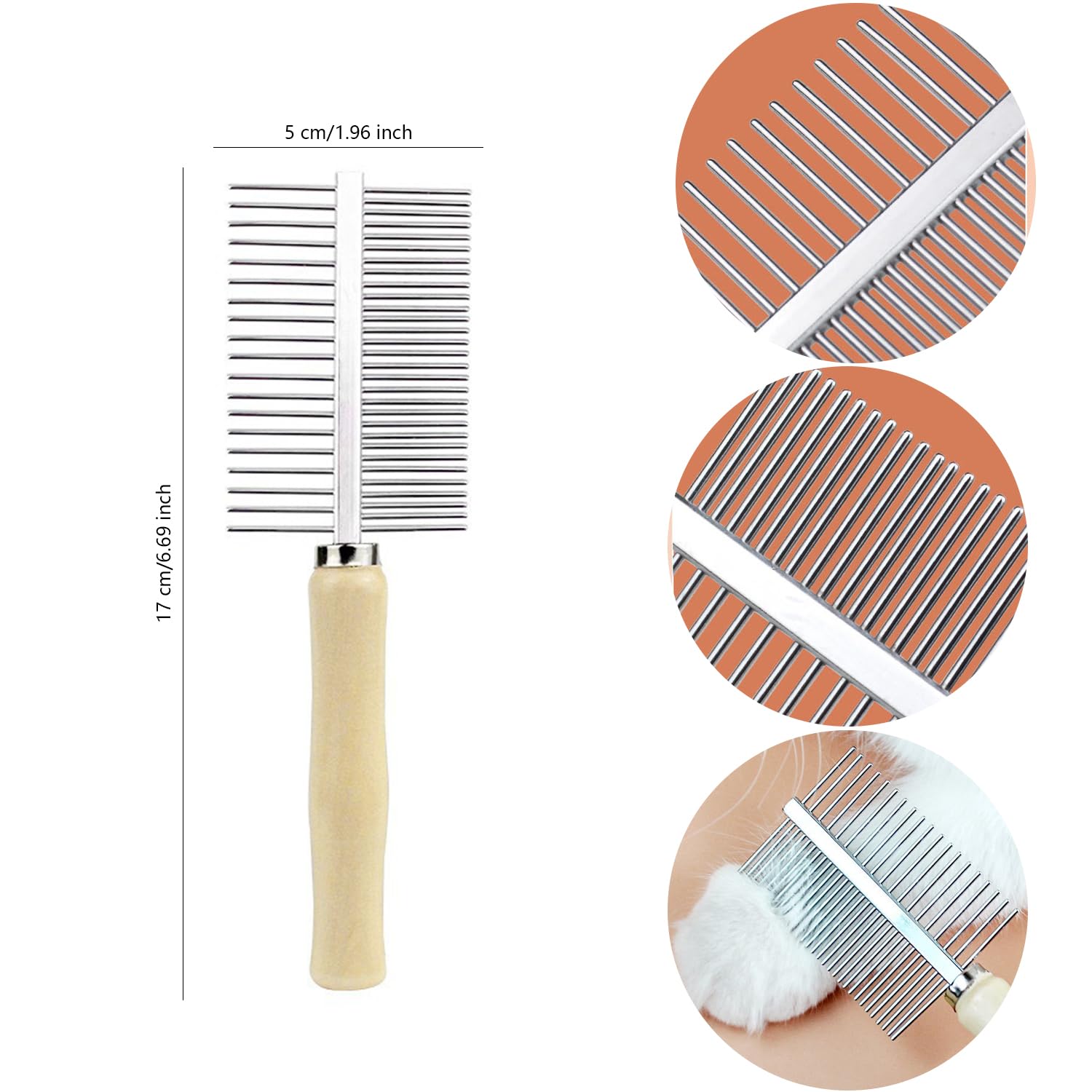 NAUZE 2 Pieces Pet Grooming Comb Double And Single Row Comb Pet Cat Dog Grooming Comb for Cats Dogs Trimmer Tool Pet Grooming Comb - Image 2