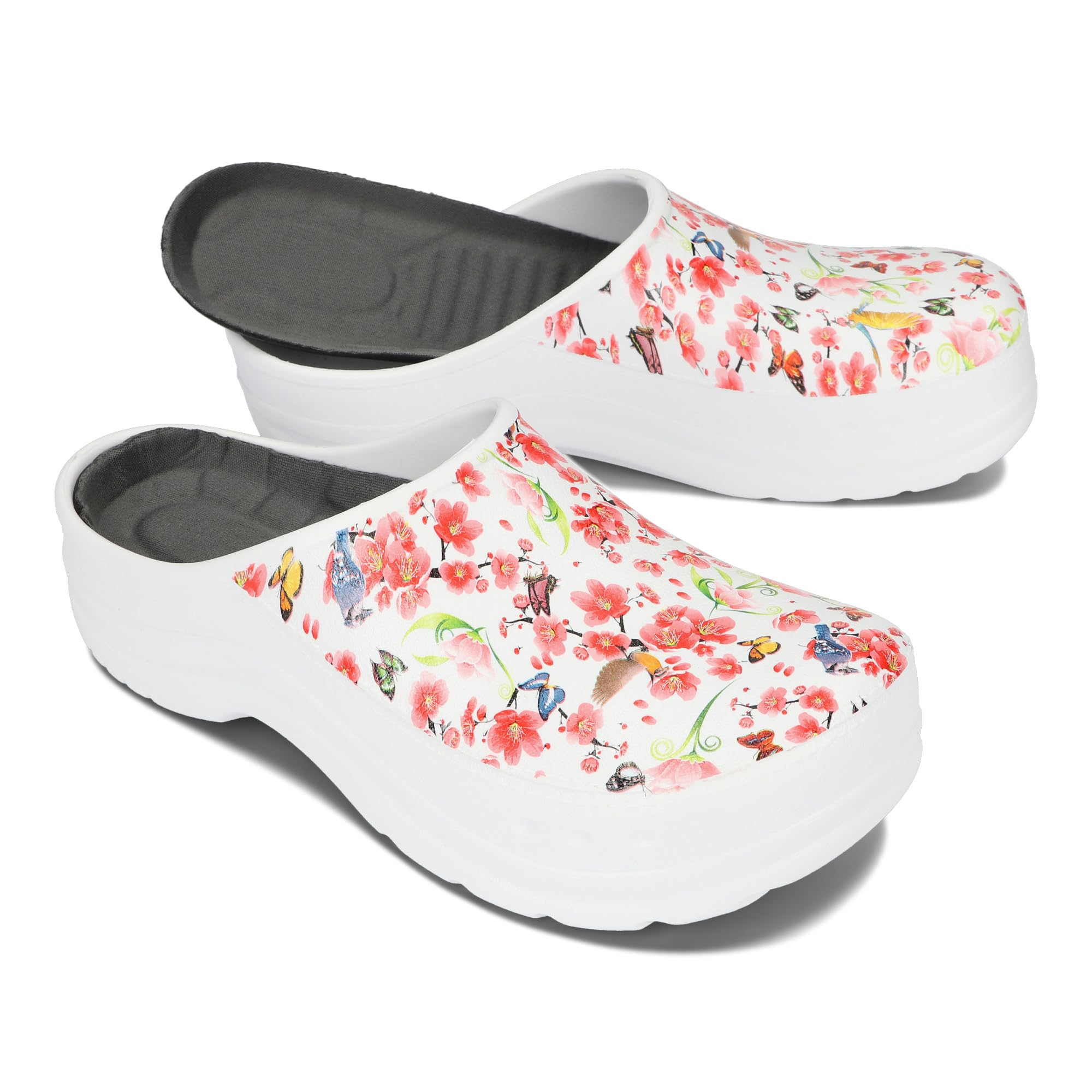 BeComfy Damskie i Męskie Chodaki Piankowe Bardzo Lekkie Klapki Unisex Zakryte Moro lub Kwiatki 36-46 EU
