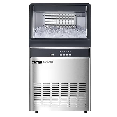 Miniatura 30 de VEVOR Máquina comercial para hacer hielo, máquina de hielo de 120 libras/24 horas con capacidad de almacenamiento de 33 libras, 55 cubitos de hielo