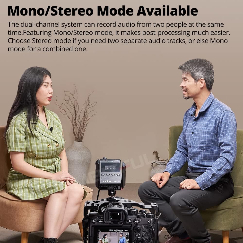 GODOX MoveLink II M1 Wireless lavalier Microphone System Black 2.4GHz 100m (328 ft.) Range,Digital Noise Reduction Function, for Video Recording,Audio Recording,YouTube