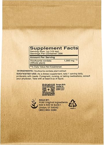 Miniatura 2 de Pure Original Ingredients Houttuynia Cordata (8 onzas) Suplemento tradicional de hierbas asiáticas, menta de pescado, hoja de corazón