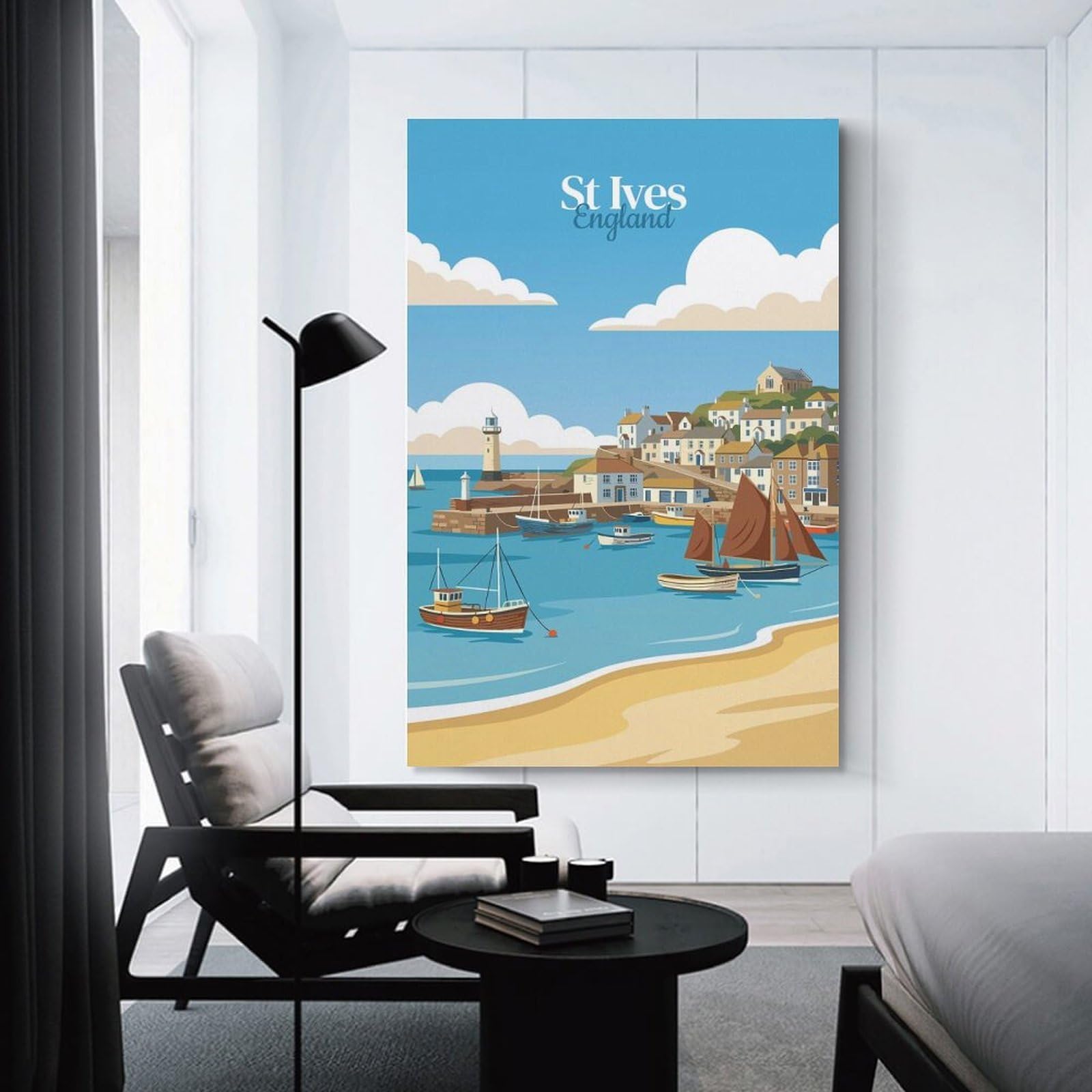Junmoney Unframe-Style-6 Decorative Wall Artwork St Ives, England Travel, 08X12inch(20X30cm), For Living Room, Lounge Or Sitting Room, Modern Wall Decor For Cosy Interiors