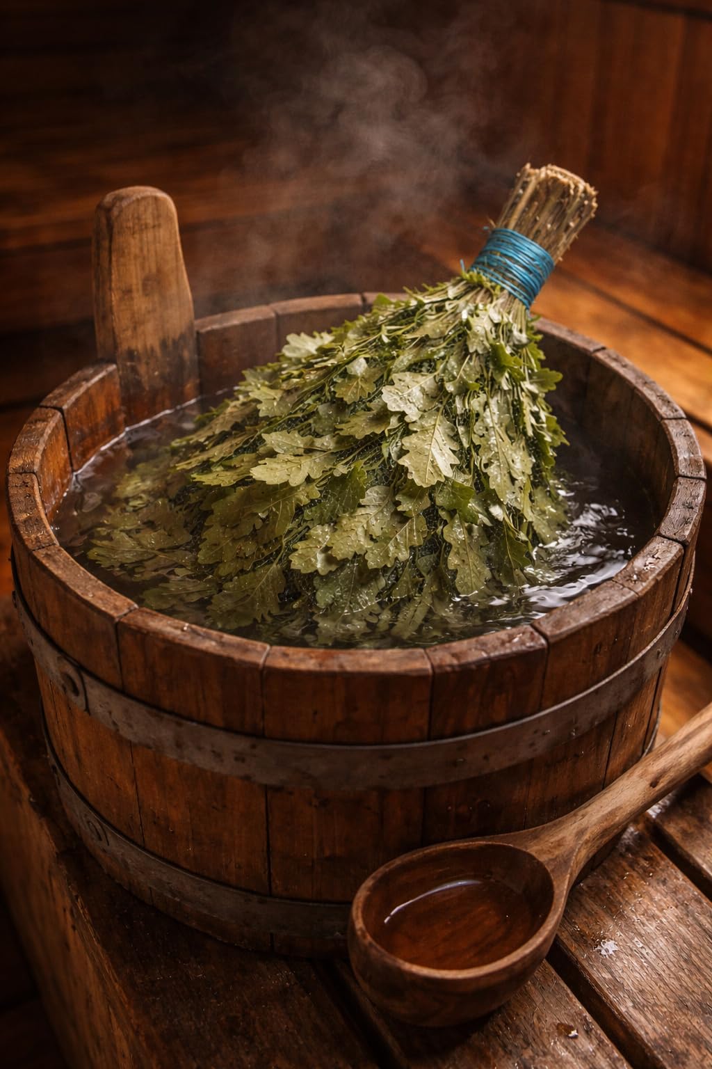 Saunabesen aus Eiche – Set 7 Stück | Kanadische Eiche | Handgebundene Venik für Sauna & Banja | Naturbelassen | Wellness & Entspannung