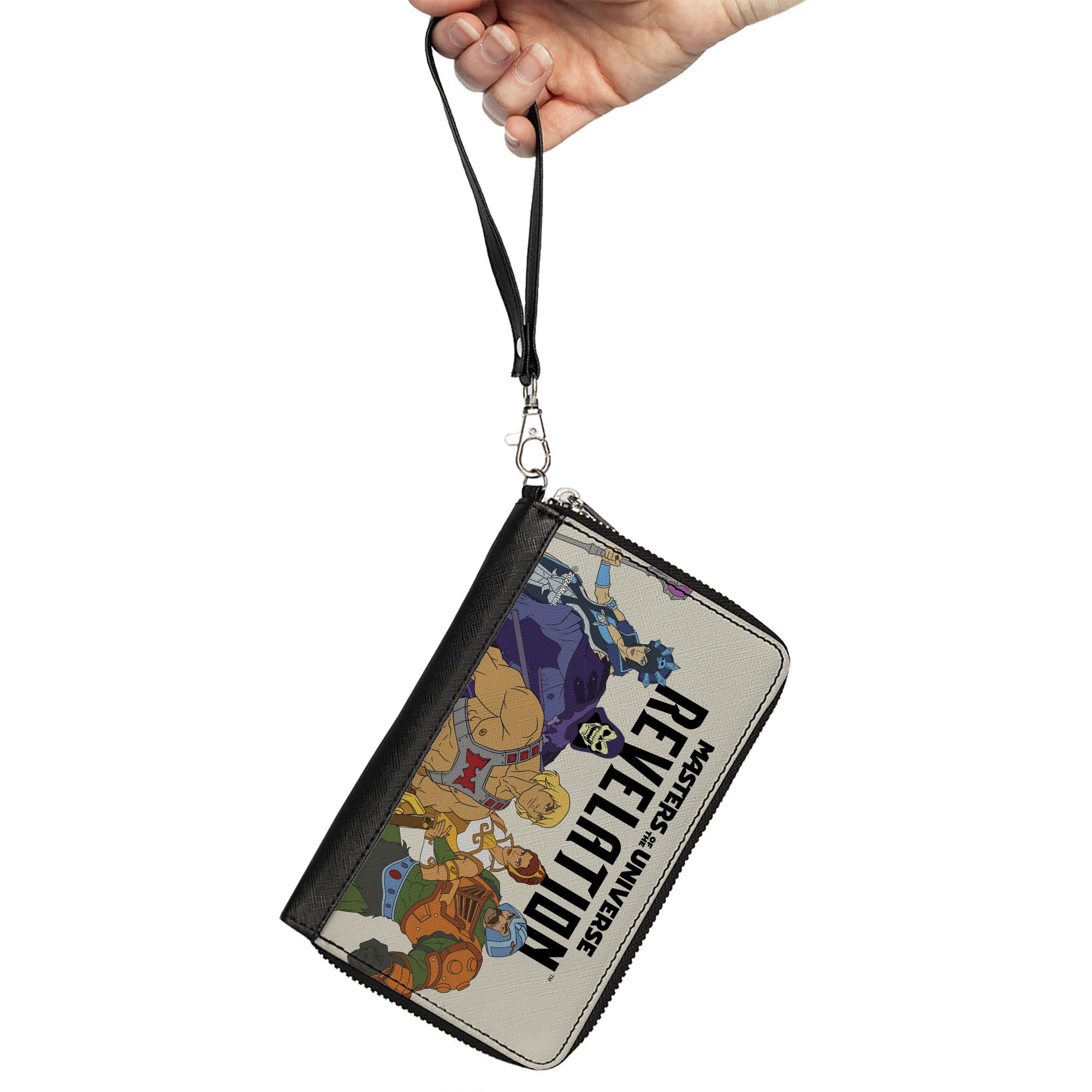 Masters of the Universe Wallet, Bifold, Masters of the Universe Revelation Group and Logo White Black, Vegan Leather