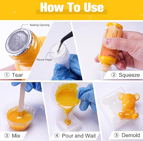 Miniatura 7 de Teexpert Pasta de pigmento para resina epoxi 10.15 oz10.1 fl oz total altamente concentrado y fácil de mezclar 6 colores opaco líquido epoxica