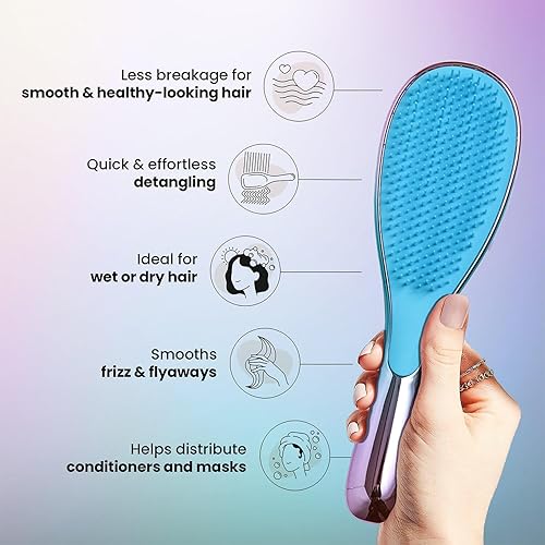 Miniatura 5 de Cepillo desenredante definitivo para cabello grueso, rizado, liso y natural. Cepillo desenredante seco y húmedo sin dolor para mujeres, niños y